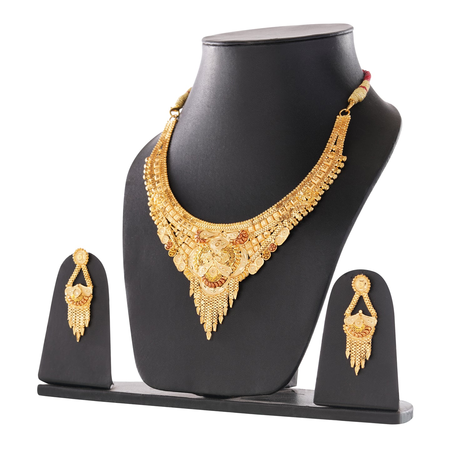 Sparkling 1 Gram Gold Plated Necklace and Earring Set Gift Or Decor