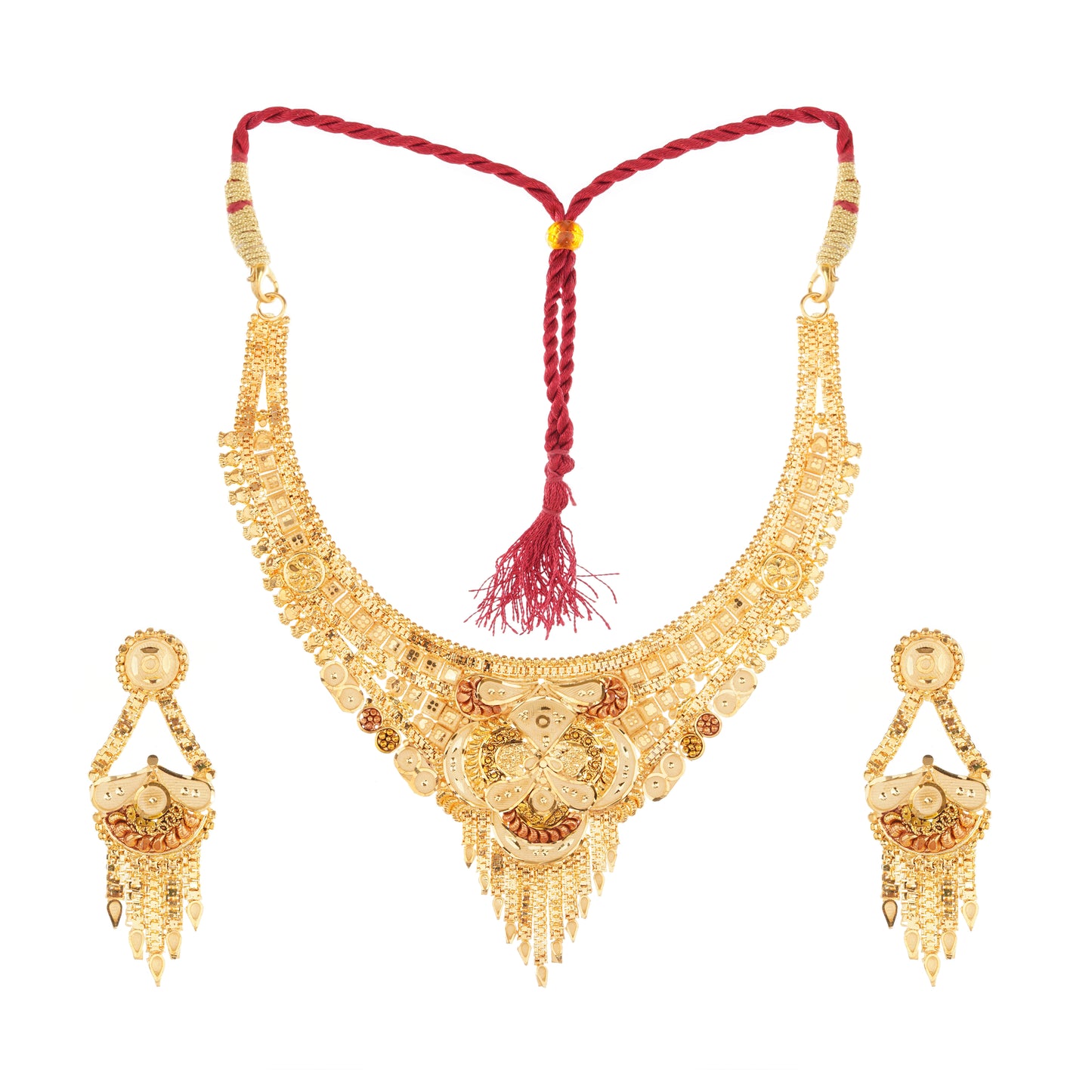 Sparkling 1 Gram Gold Plated Necklace and Earring Set Gift Or Decor