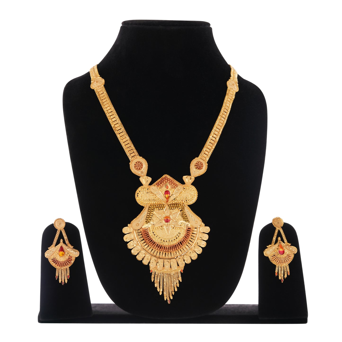 Sparkling 1 Gram Gold Plated Necklace and Earring Set Gift Or Decor