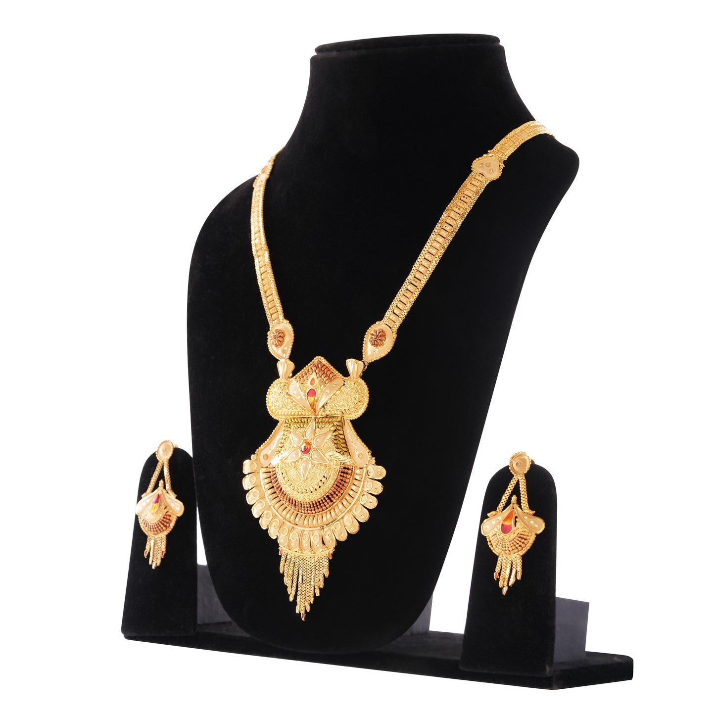 Sparkling 1 Gram Gold Plated Necklace and Earring Set Gift Or Decor
