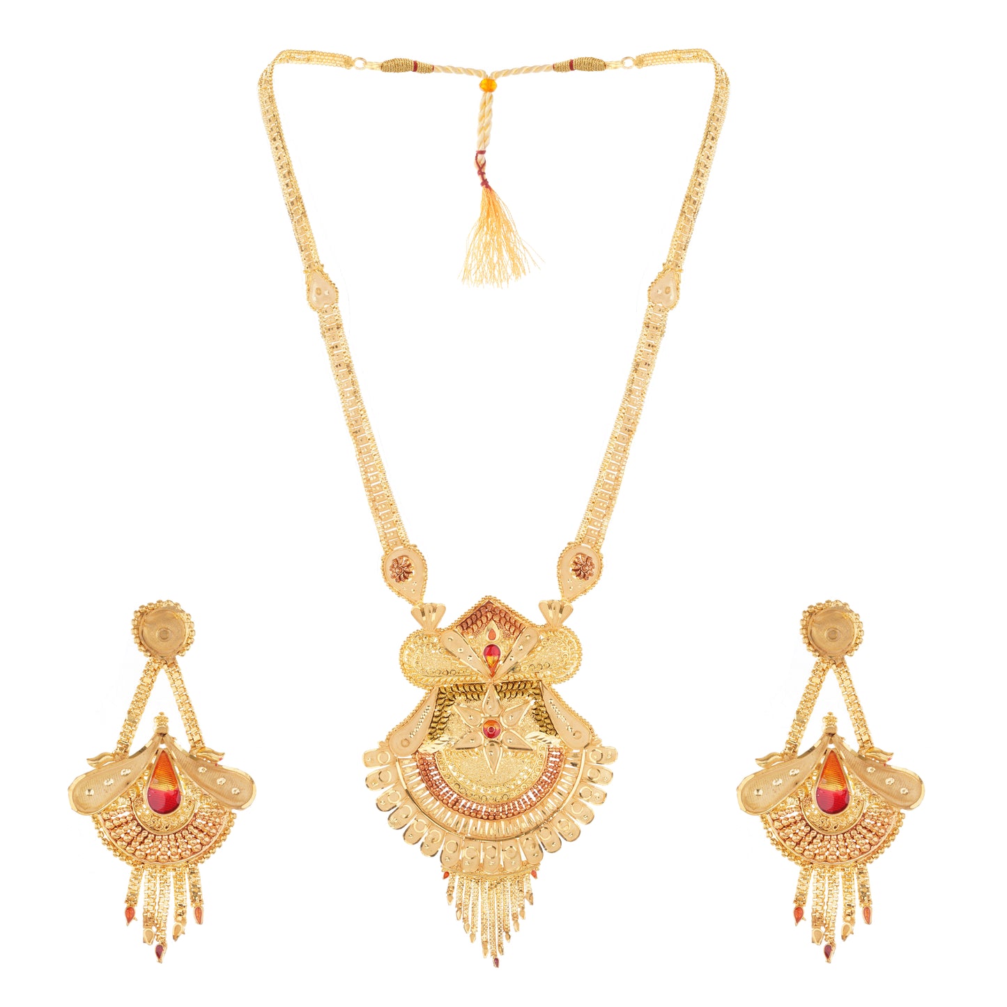 Sparkling 1 Gram Gold Plated Necklace and Earring Set Gift Or Decor