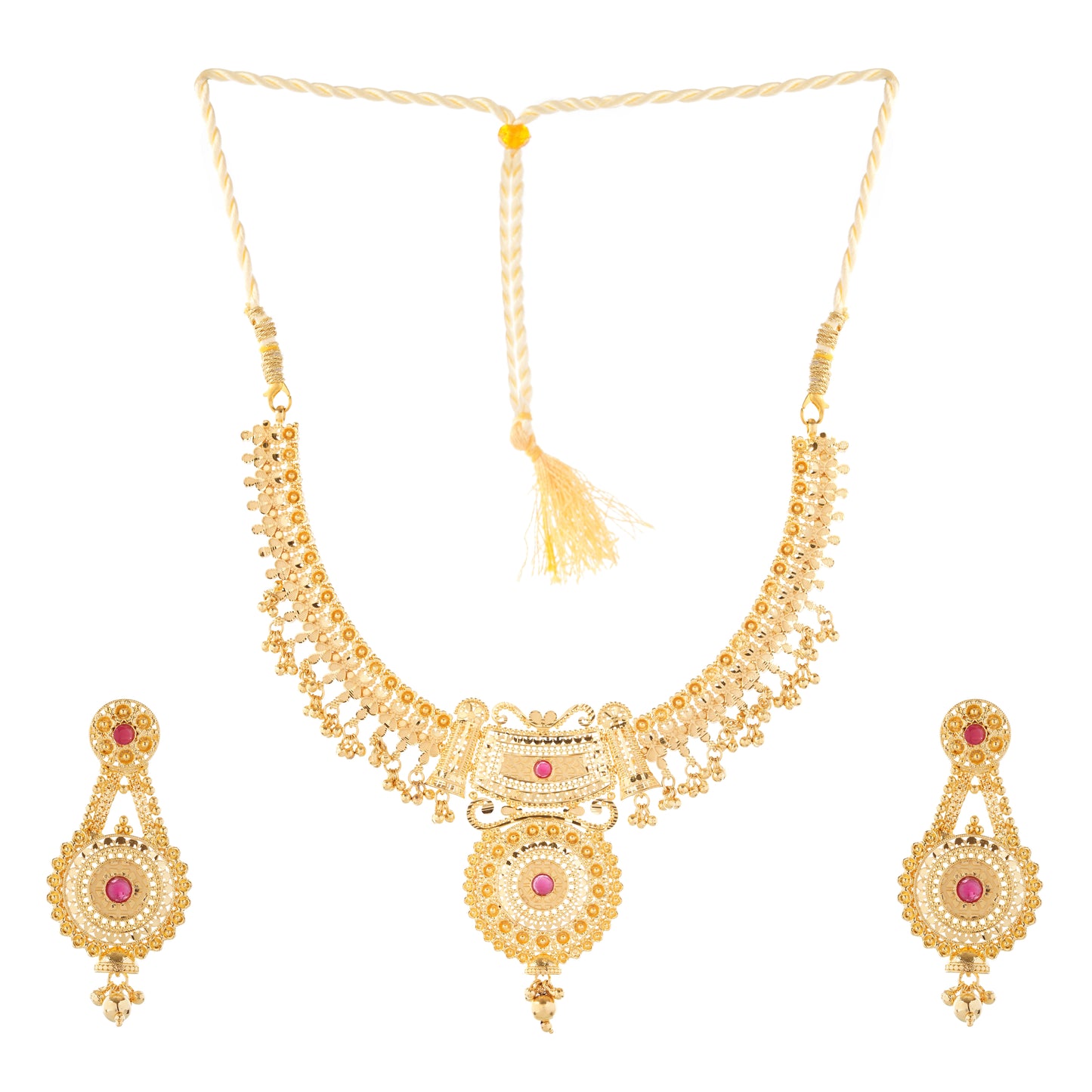 Sparkling 1 Gram Gold Plated Necklace and Earring Set Gift Or Decor