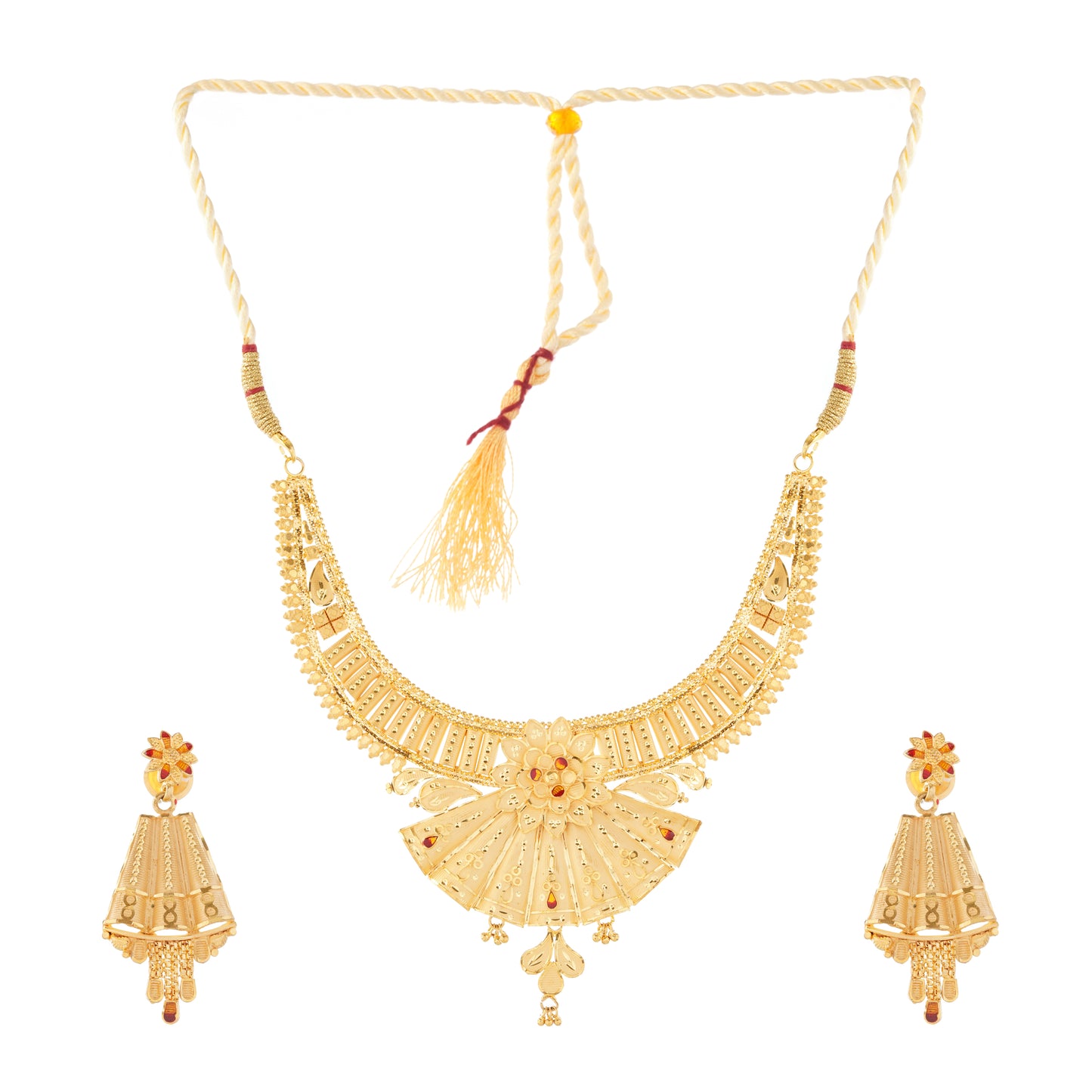 Sparkling 1 Gram Gold Plated Necklace and Earring Set Gift Or Decor