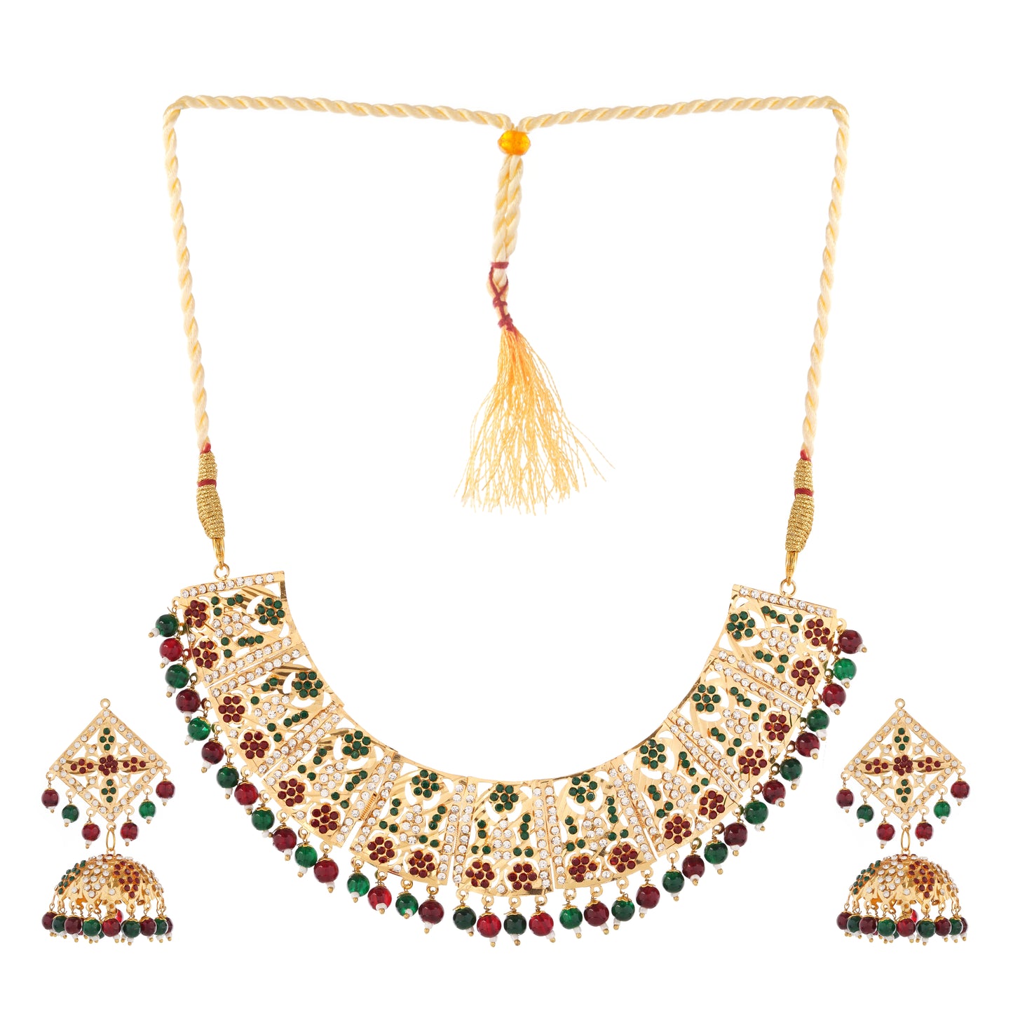 Gold Plated Multi Pearl Choker Necklace Set Gift Or Decor