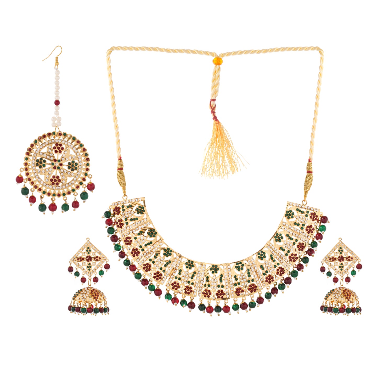 Gold Plated Multi Pearl Choker Necklace Set Gift Or Decor