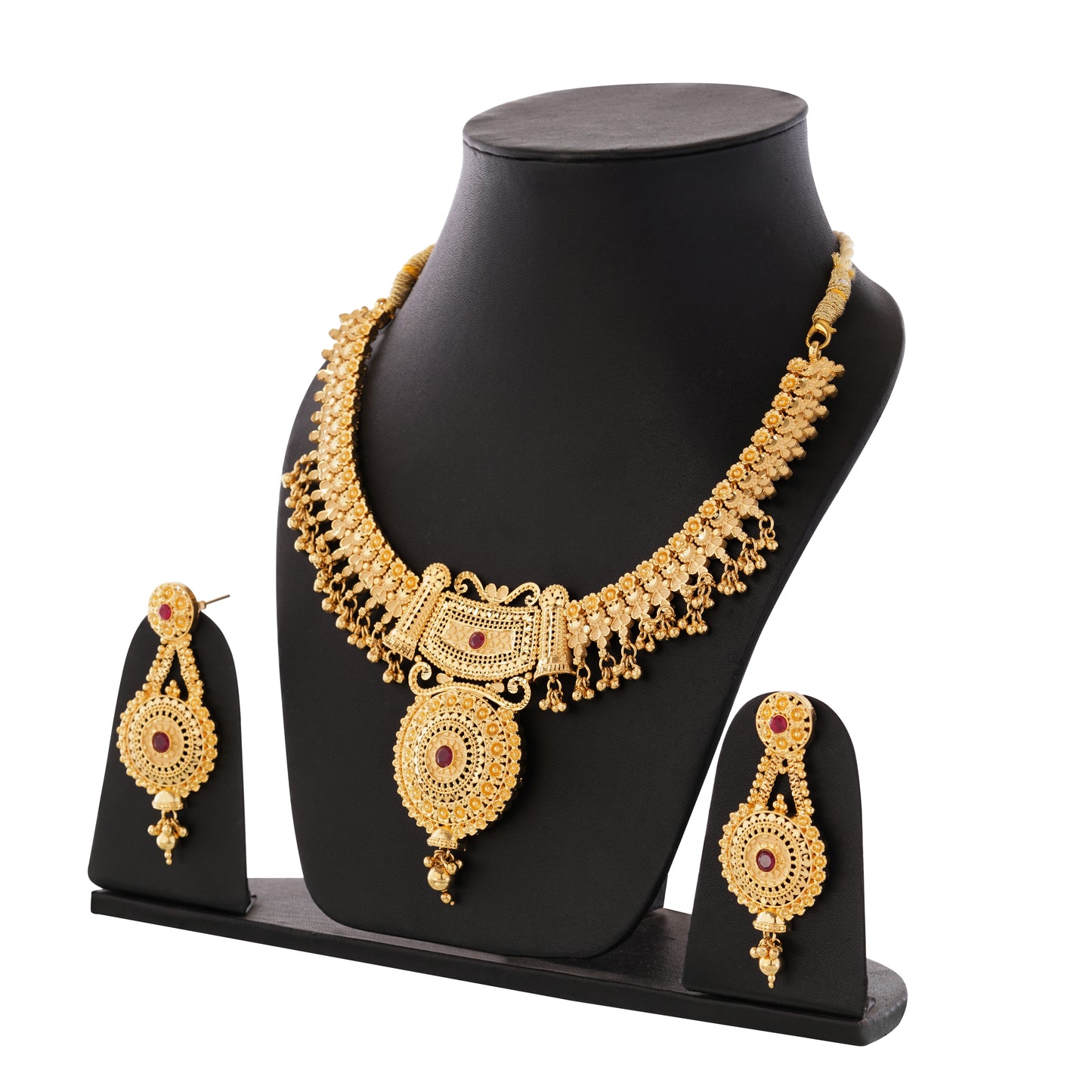 Sparkling 1 Gram Gold Plated Necklace and Earring Set Gift Or Decor