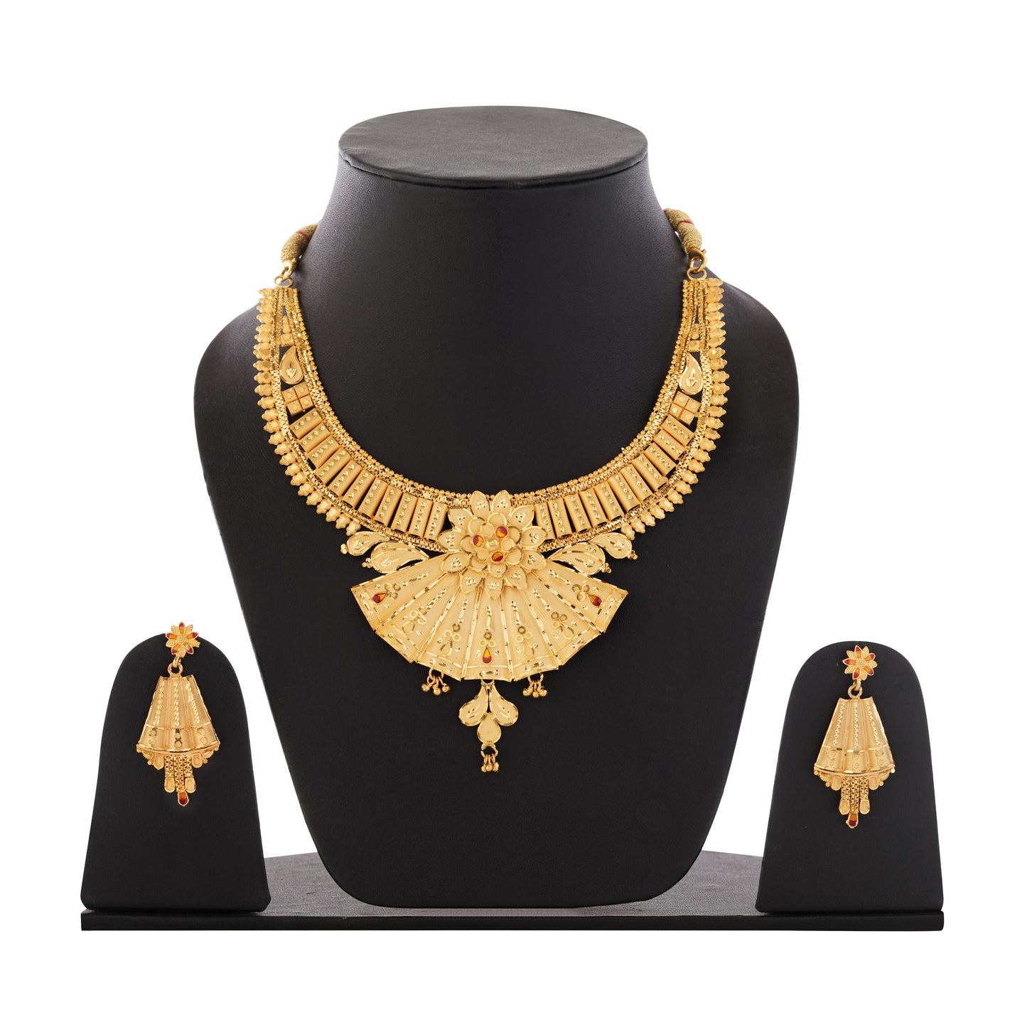 Sparkling 1 Gram Gold Plated Necklace and Earring Set Gift Or Decor