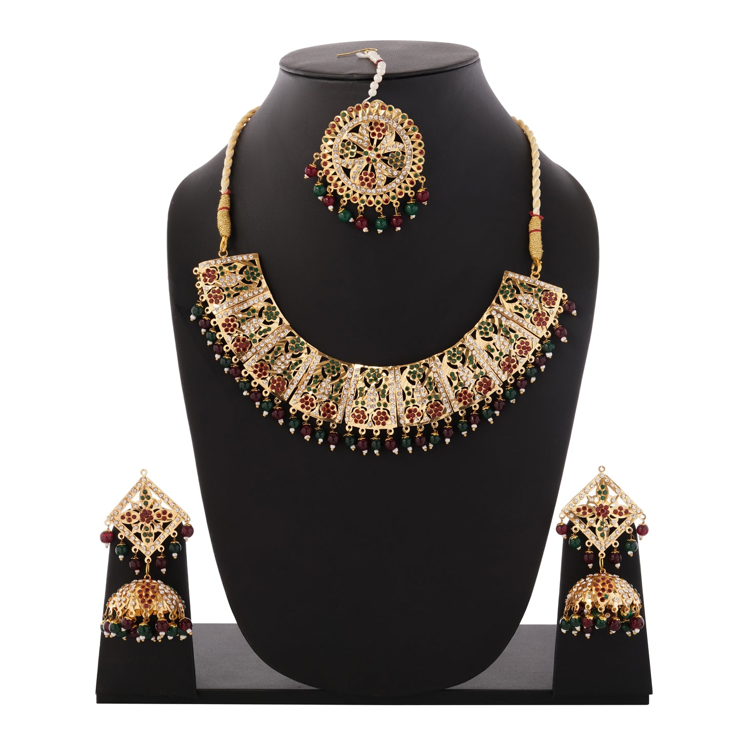 Gold Plated Multi Pearl Choker Necklace Set Gift Or Decor