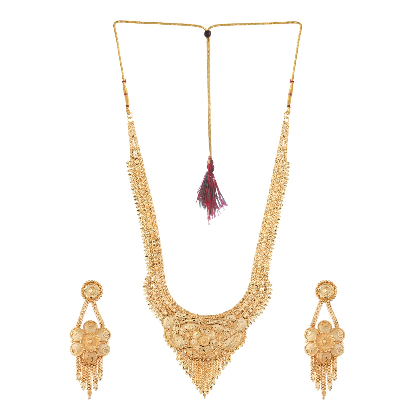 Sparkling 1 Gram Gold Plated Necklace and Earring Set Gift Or Decor