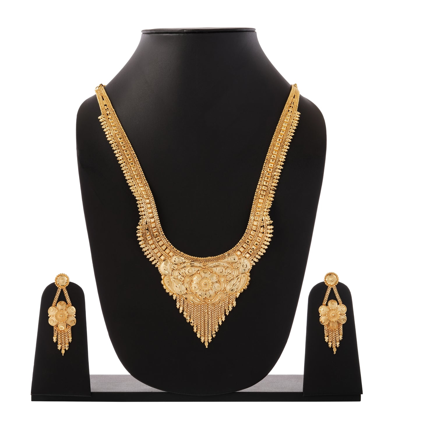 Sparkling 1 Gram Gold Plated Necklace and Earring Set Gift Or Decor