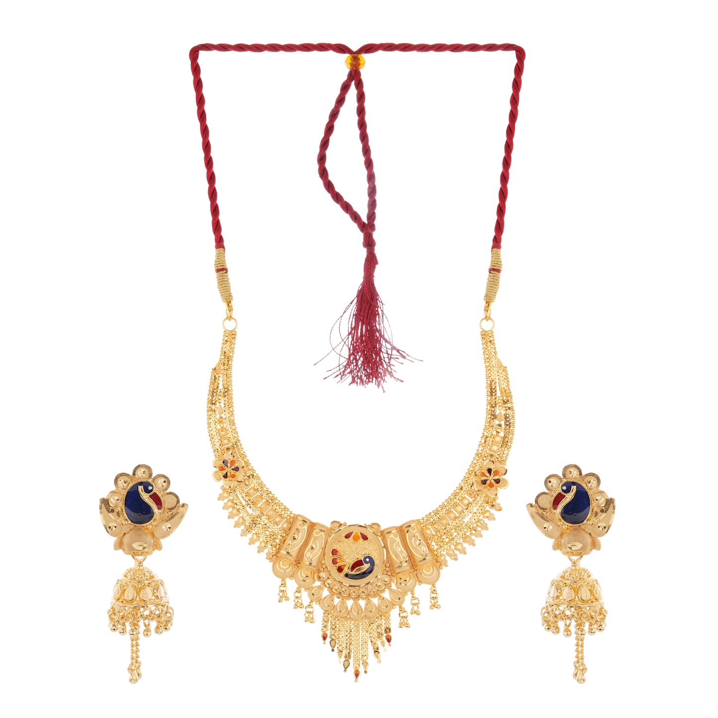 Sparkling 1 Gram Gold Plated Necklace and Earring Set Gift Or Decor