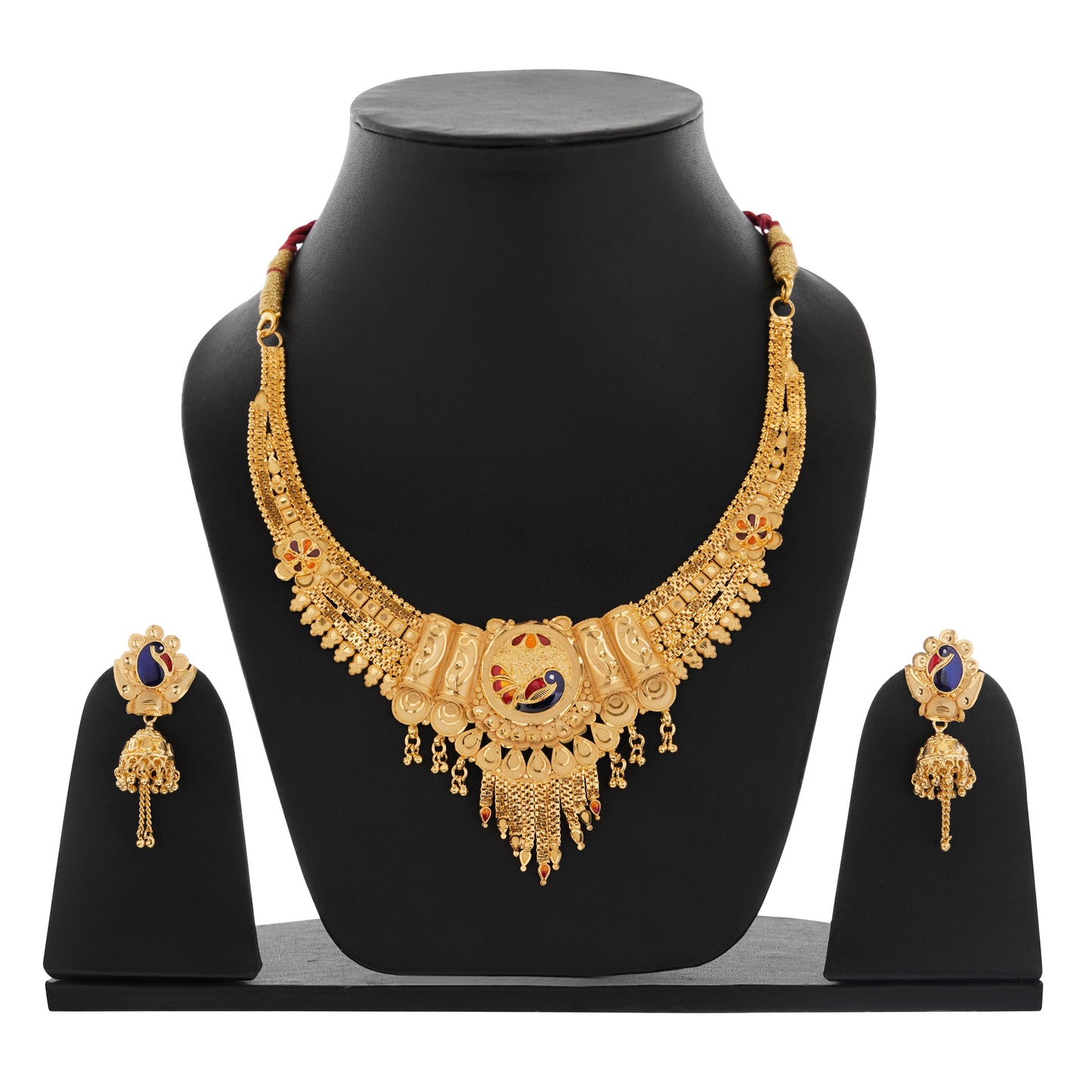 Sparkling 1 Gram Gold Plated Necklace and Earring Set Gift Or Decor