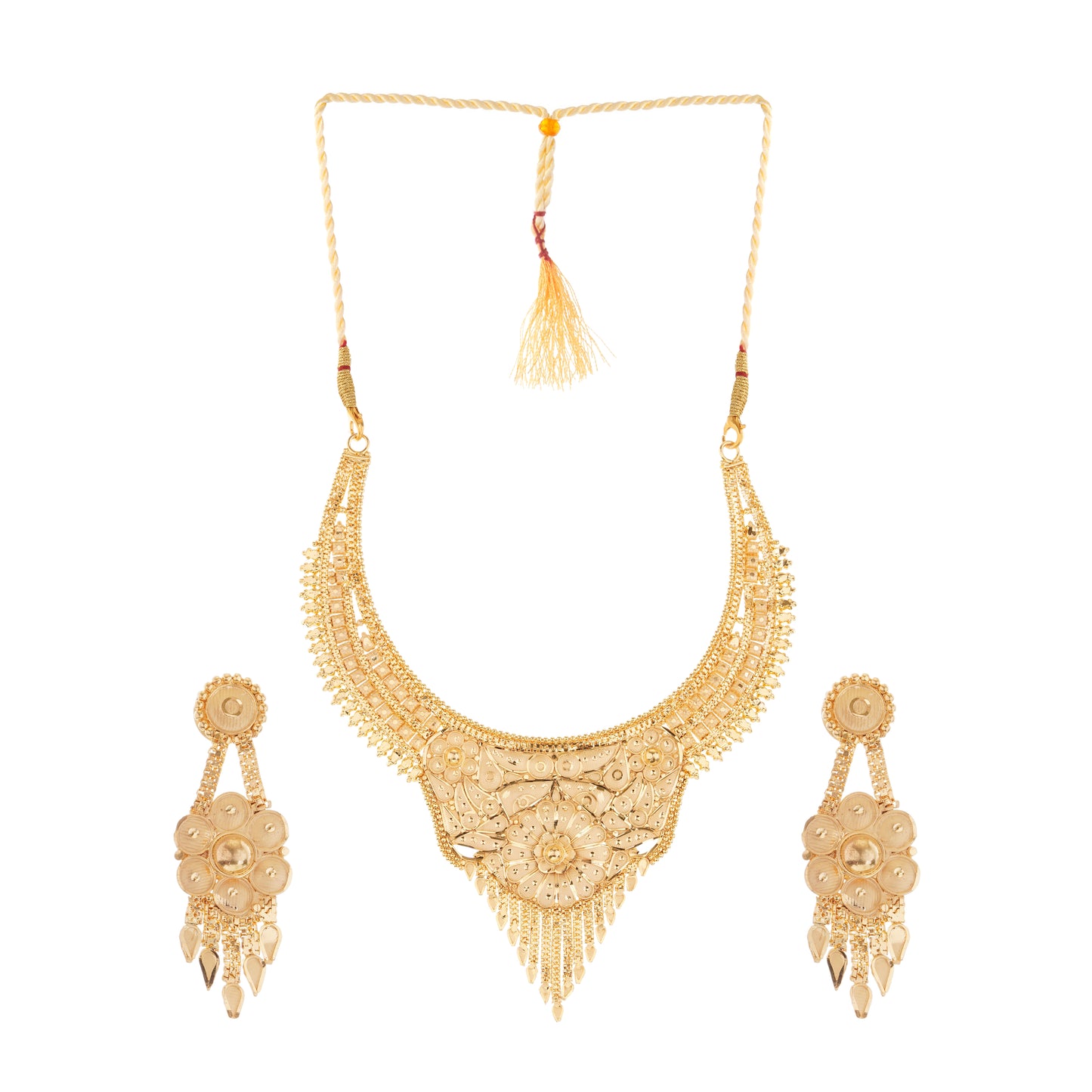 Sparkling 1 Gram Gold Plated Necklace and Earring Set Gift Or Decor