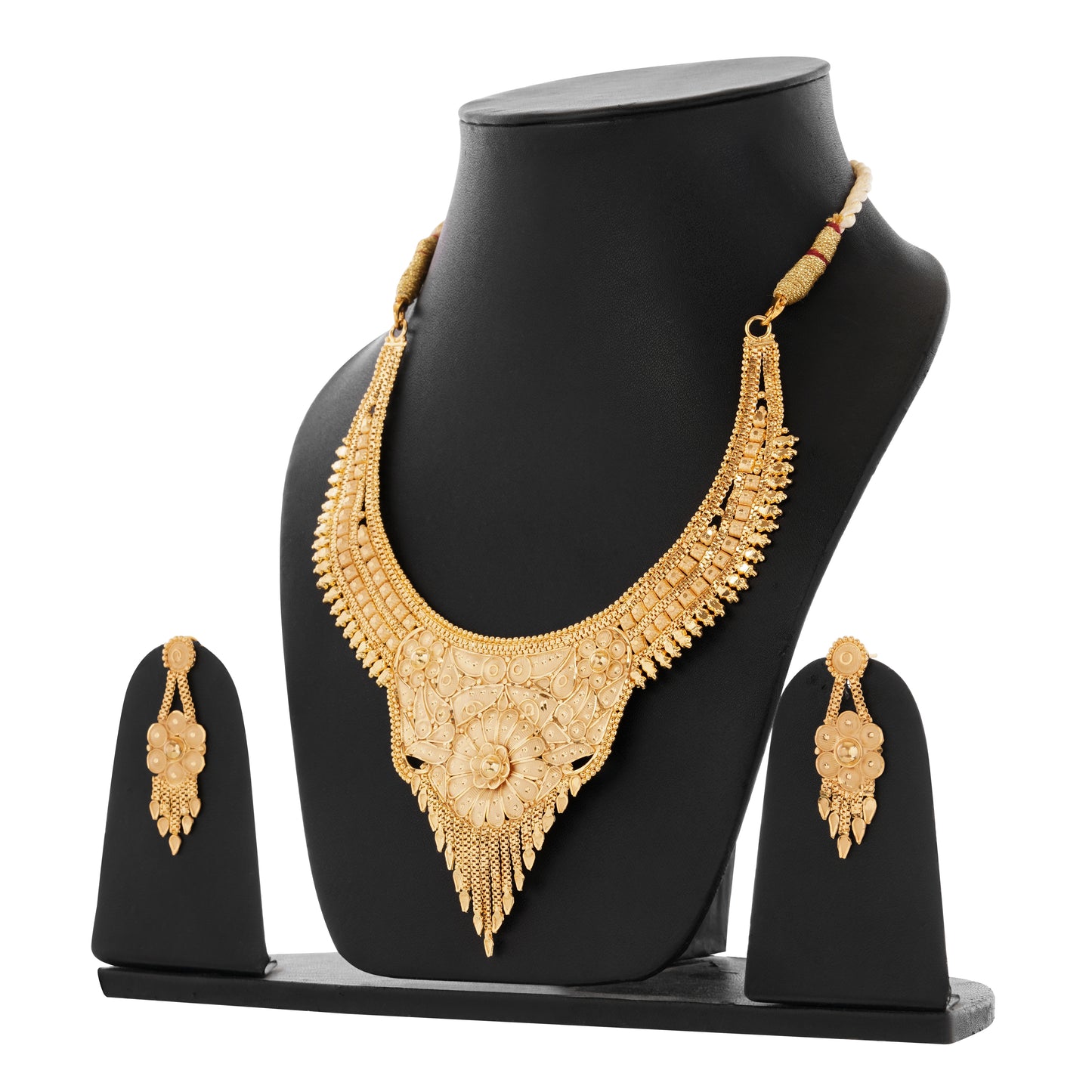 Sparkling 1 Gram Gold Plated Necklace and Earring Set Gift Or Decor