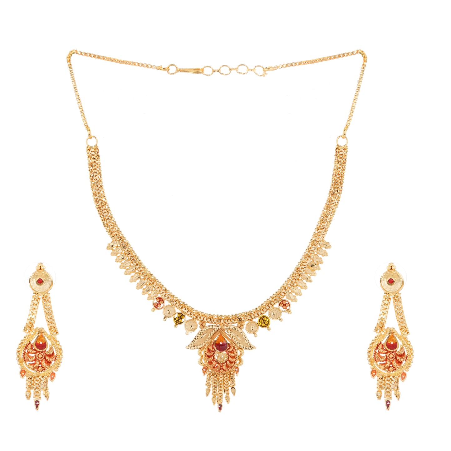 Sparkling 1 Gram Gold Plated Necklace and Earring Set Gift Or Decor