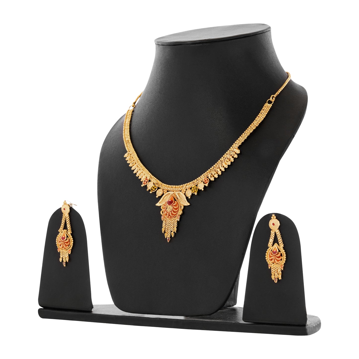 Sparkling 1 Gram Gold Plated Necklace and Earring Set Gift Or Decor
