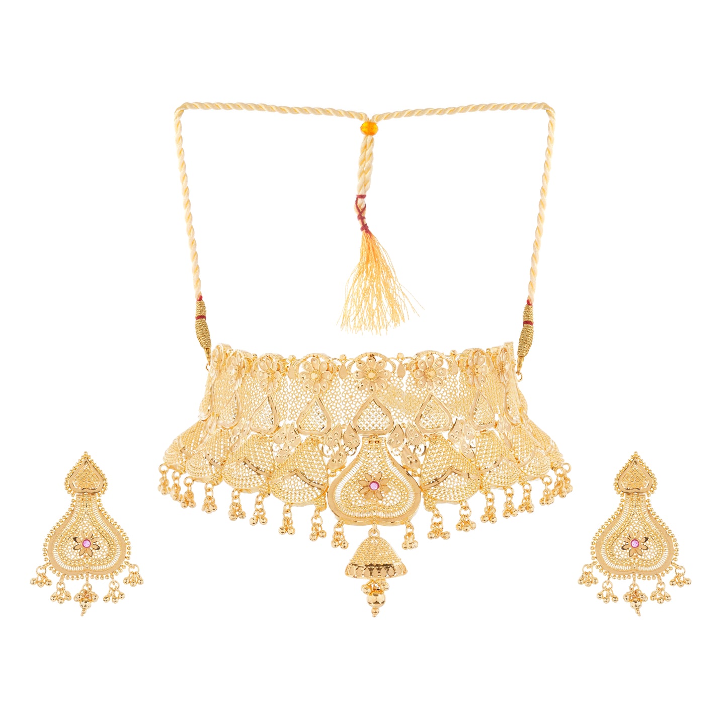 Sparkling 1 Gram Gold Plated Necklace and Earring Set Gift Or Decor