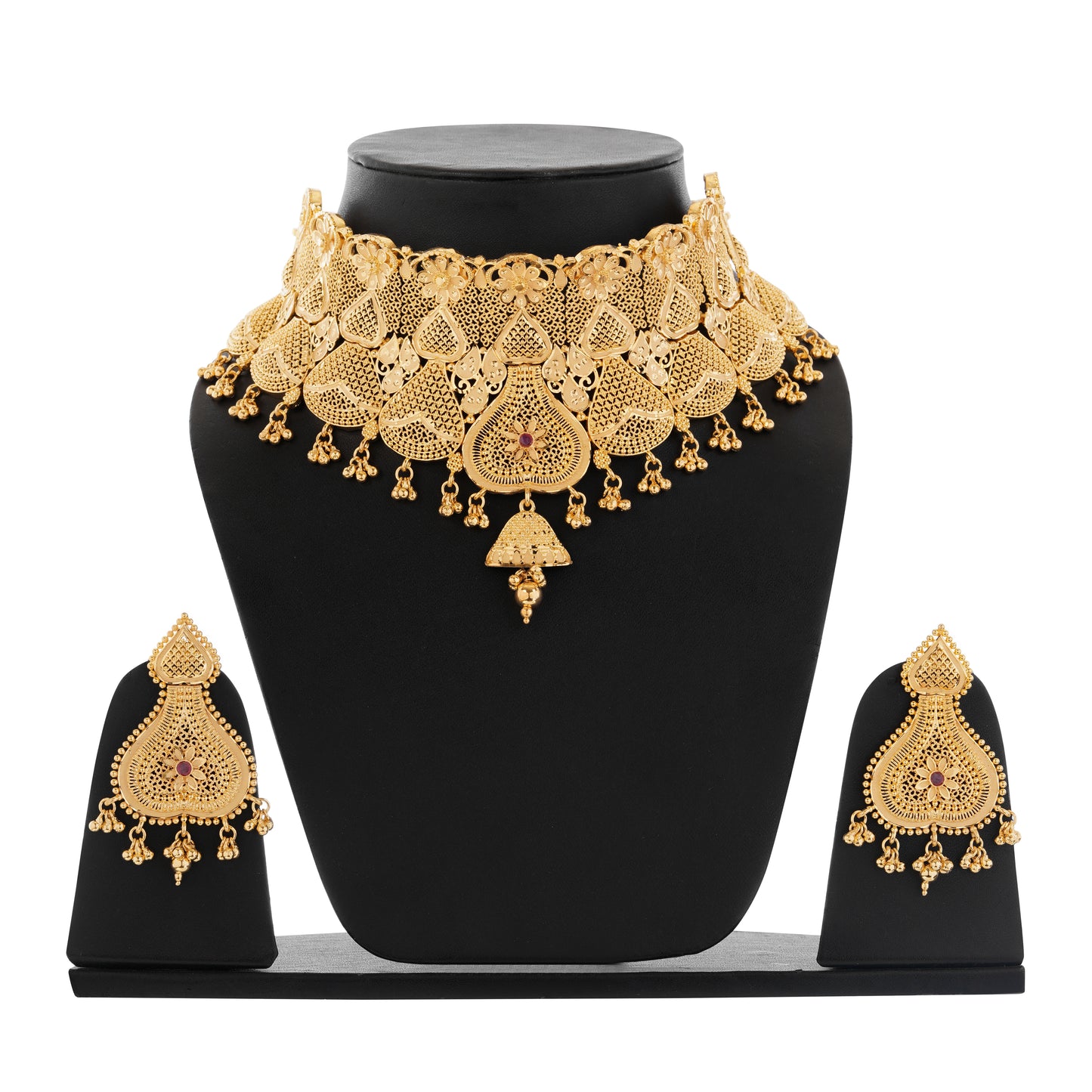 Sparkling 1 Gram Gold Plated Necklace and Earring Set Gift Or Decor