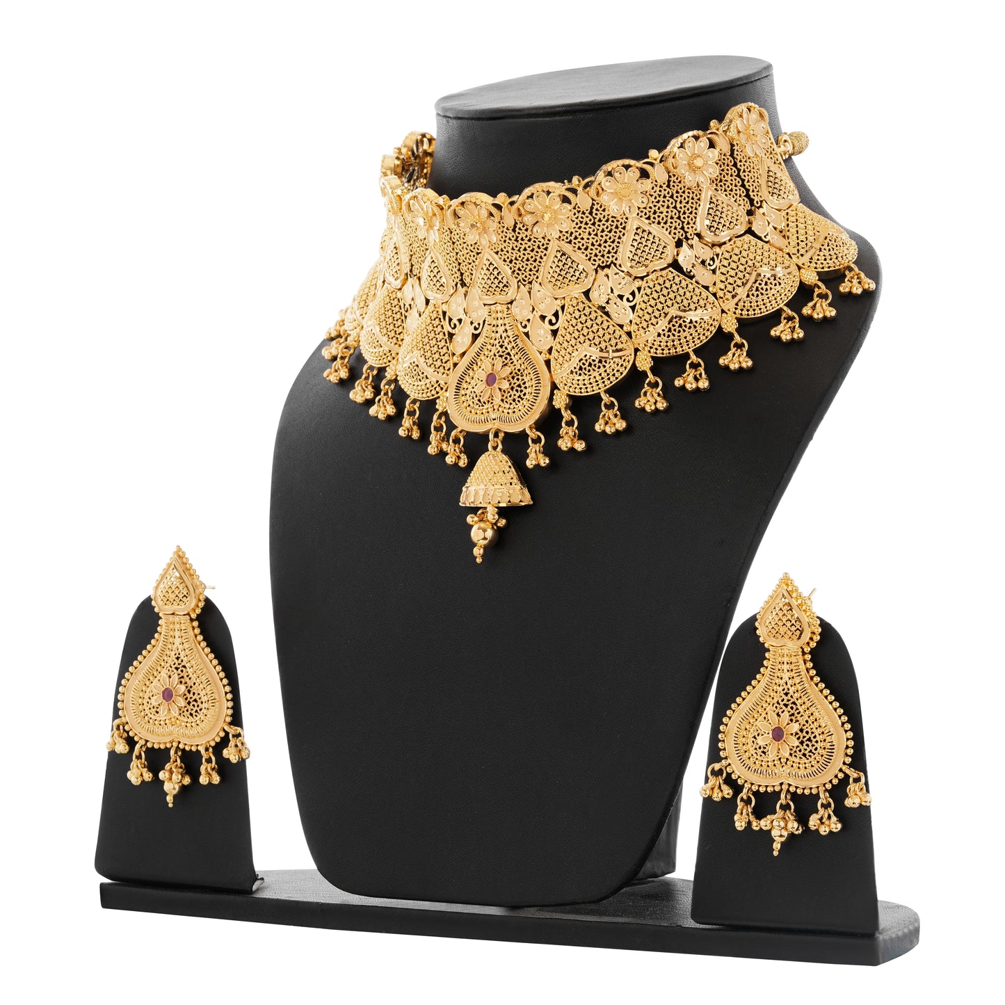 Sparkling 1 Gram Gold Plated Necklace and Earring Set Gift Or Decor