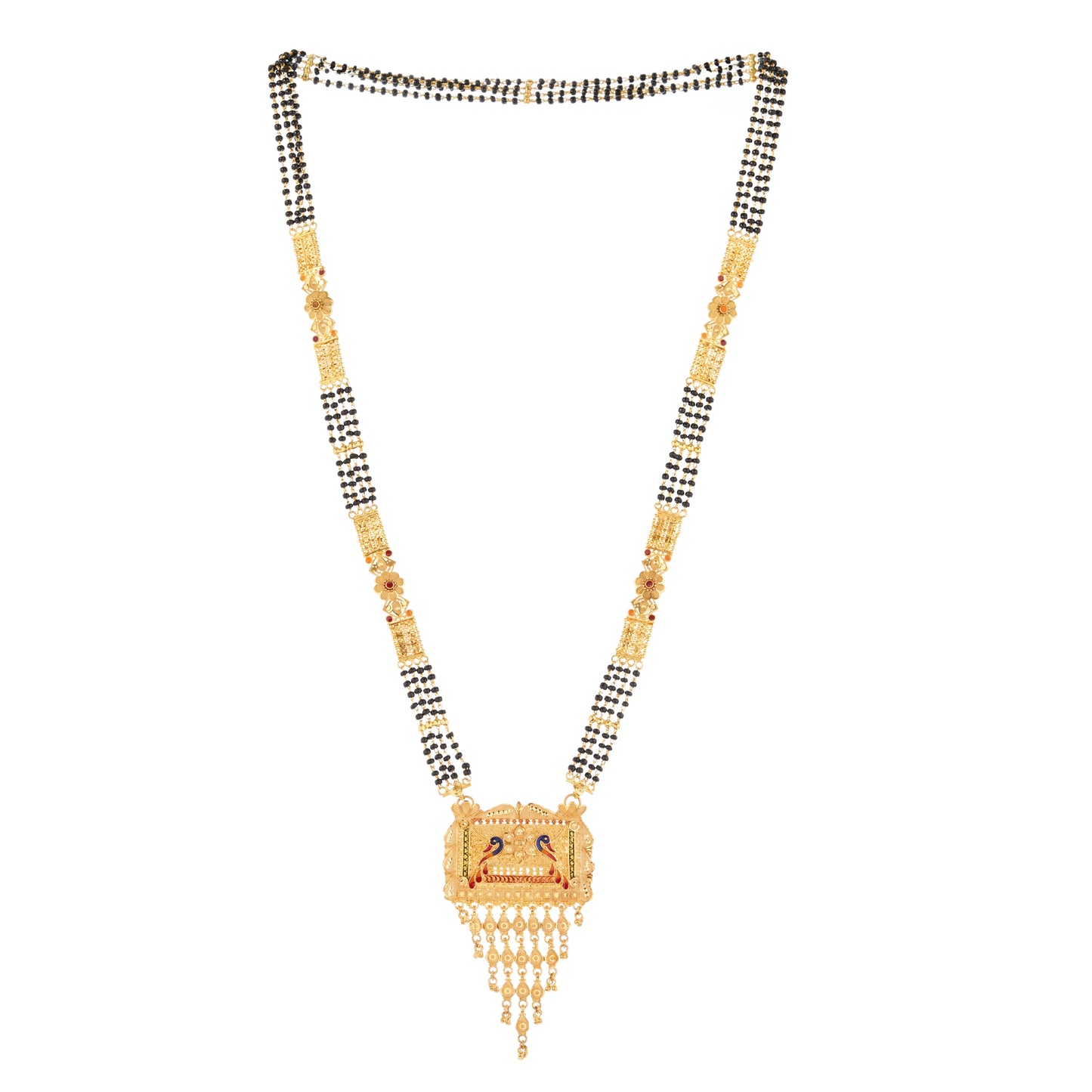 Traditional Indian 1 Gram Gold Mangal sutra with Black Beads Gift Or Decor
