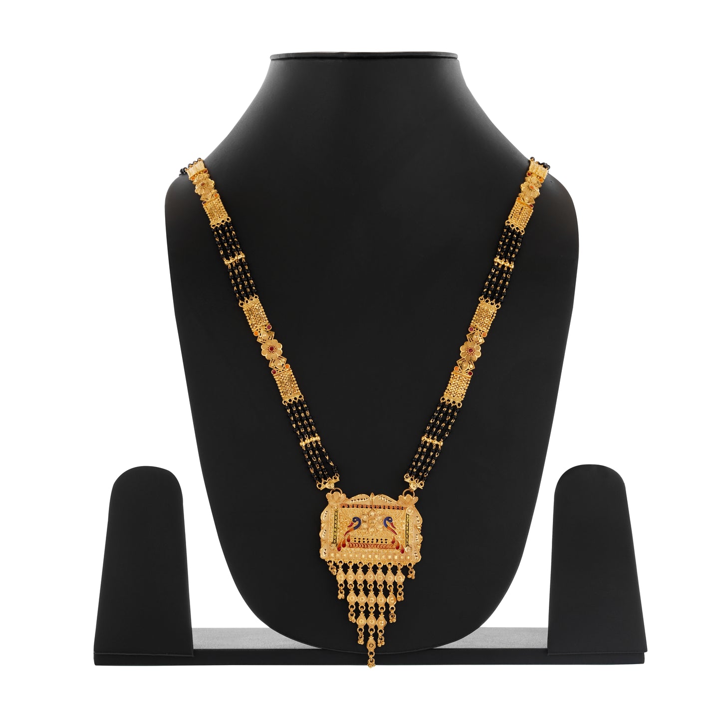 Traditional Indian 1 Gram Gold Mangal sutra with Black Beads Gift Or Decor