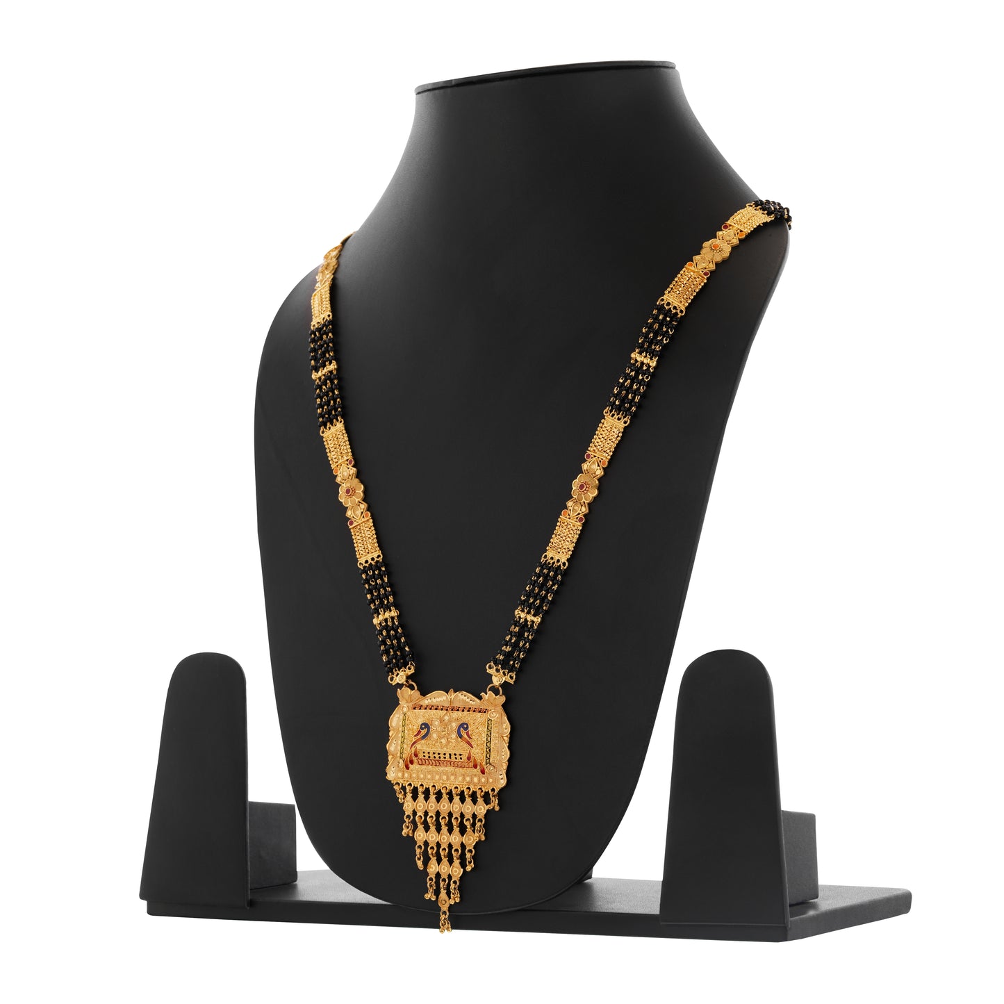 Traditional Indian 1 Gram Gold Mangal sutra with Black Beads Gift Or Decor