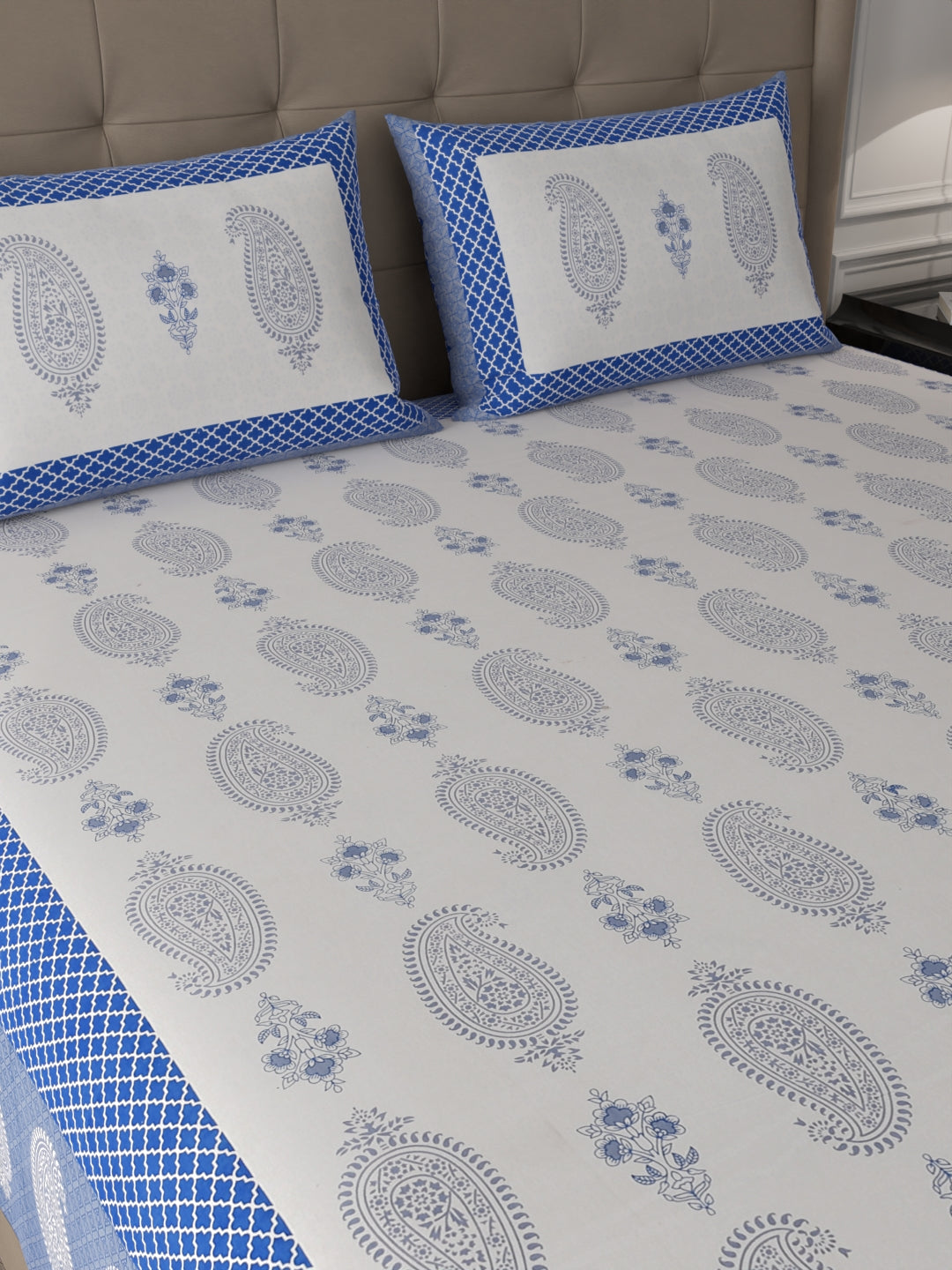 108 X 108 inch 100% Cotton Bedsheet for Double Bed Super King Size with Pillow Cover Gift Or Decor