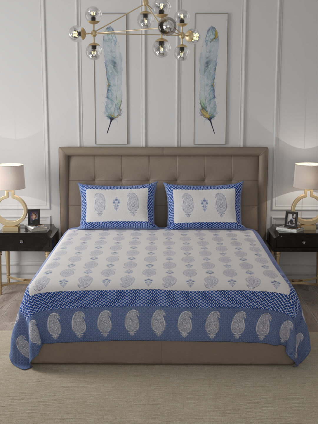 108 X 108 inch 100% Cotton Bedsheet for Double Bed Super King Size with Pillow Cover Gift Or Decor