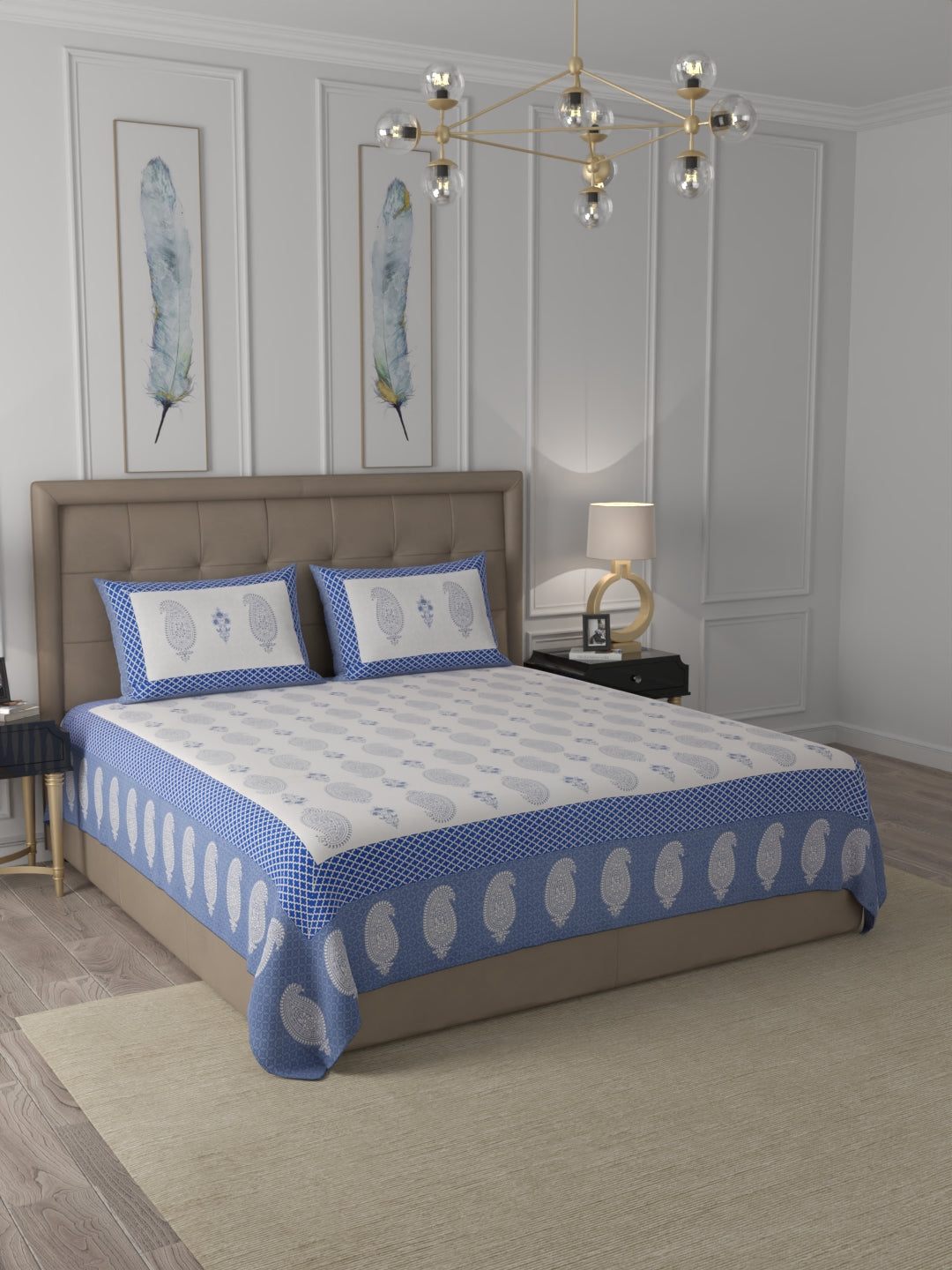 108 X 108 inch 100% Cotton Bedsheet for Double Bed Super King Size with Pillow Cover Gift Or Decor