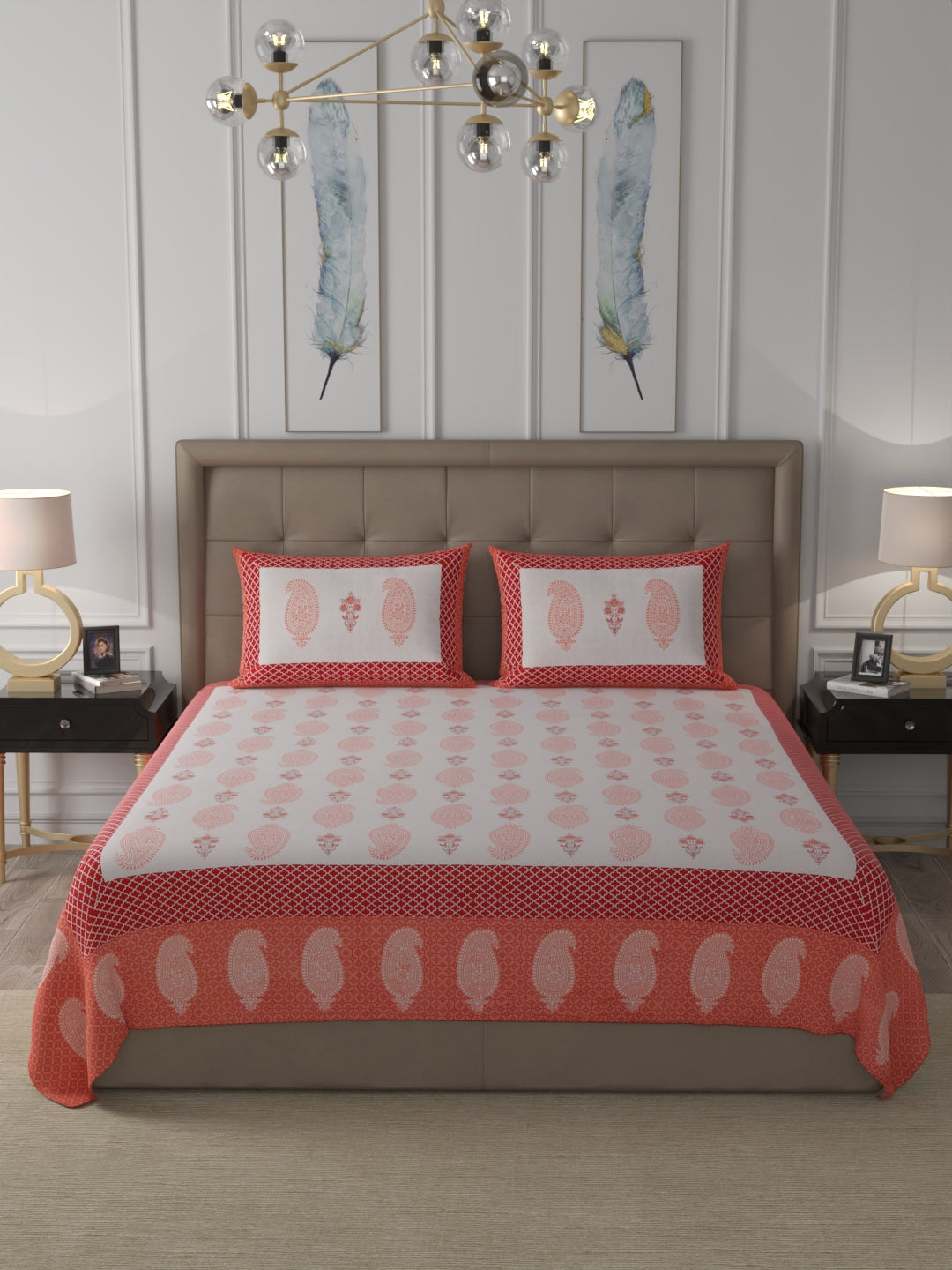 108 X 108 inch 100% Cotton Bedsheet for Double Bed Super King Size with Pillow Cover Gift Or Decor
