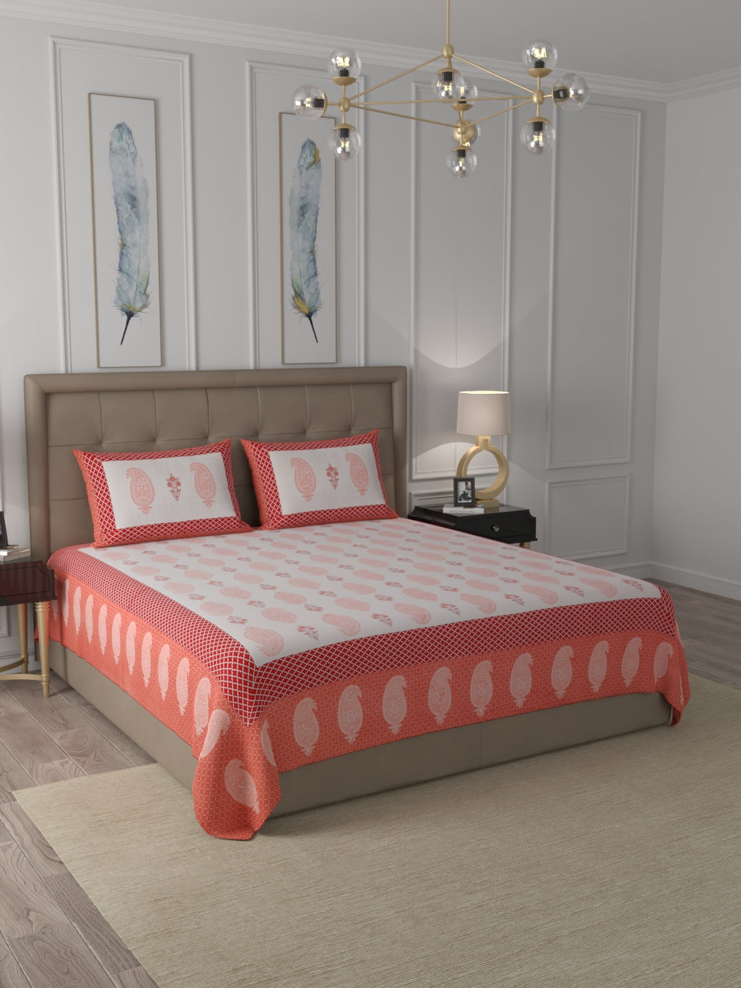 108 X 108 inch 100% Cotton Bedsheet for Double Bed Super King Size with Pillow Cover Gift Or Decor