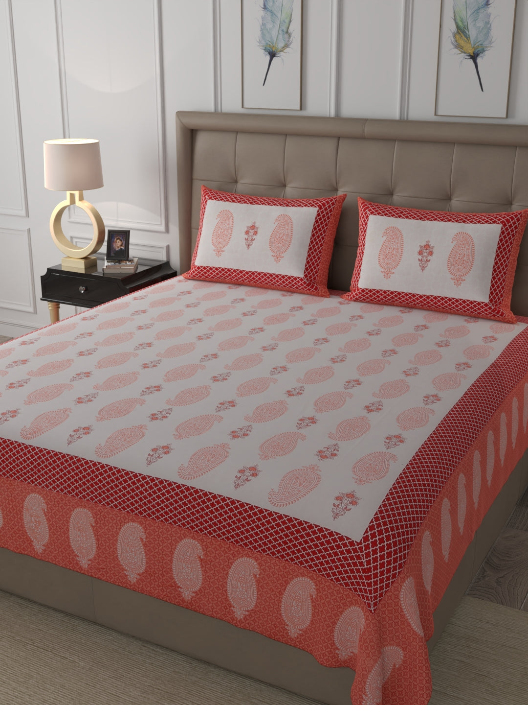 108 X 108 inch 100% Cotton Bedsheet for Double Bed Super King Size with Pillow Cover Gift Or Decor