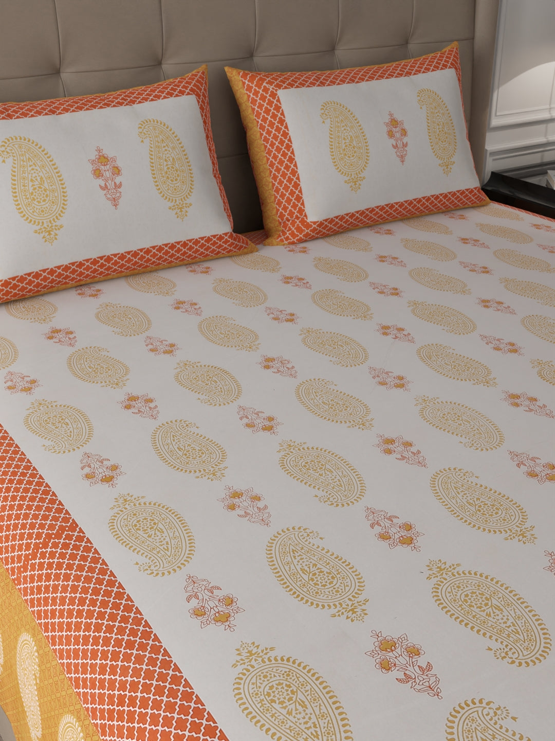108 X 108 inch 100% Cotton Bedsheet for Double Bed Super King Size with Pillow Cover Gift Or Decor