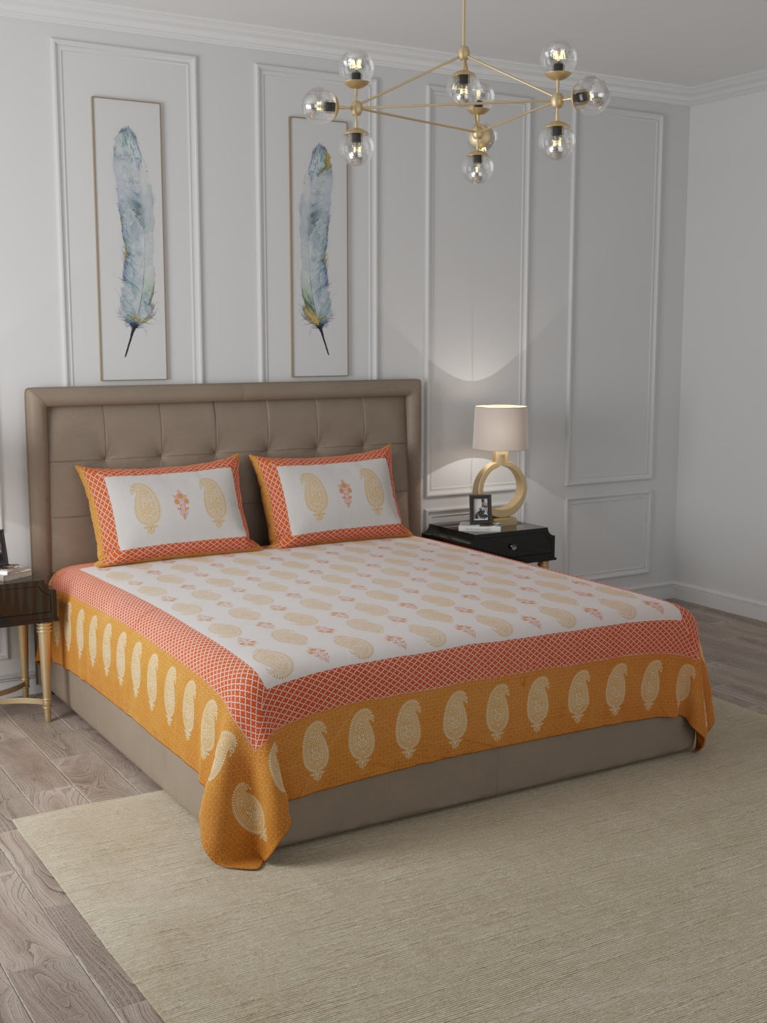 108 X 108 inch 100% Cotton Bedsheet for Double Bed Super King Size with Pillow Cover Gift Or Decor