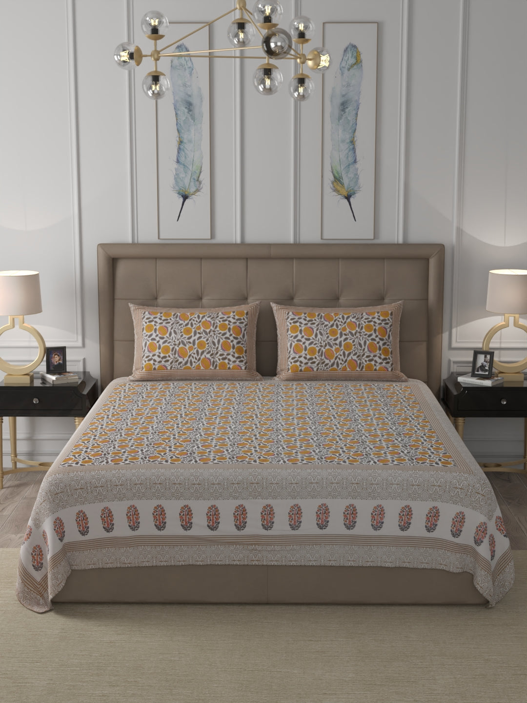 108 X 108 inch 100% Cotton Bedsheet for Double Bed Super King Size with Pillow Cover Gift Or Decor