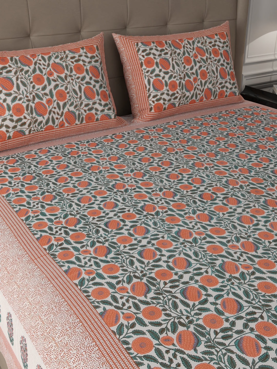108 X 108 inch 100% Cotton Bedsheet for Double Bed Super King Size with Pillow Cover Gift Or Decor