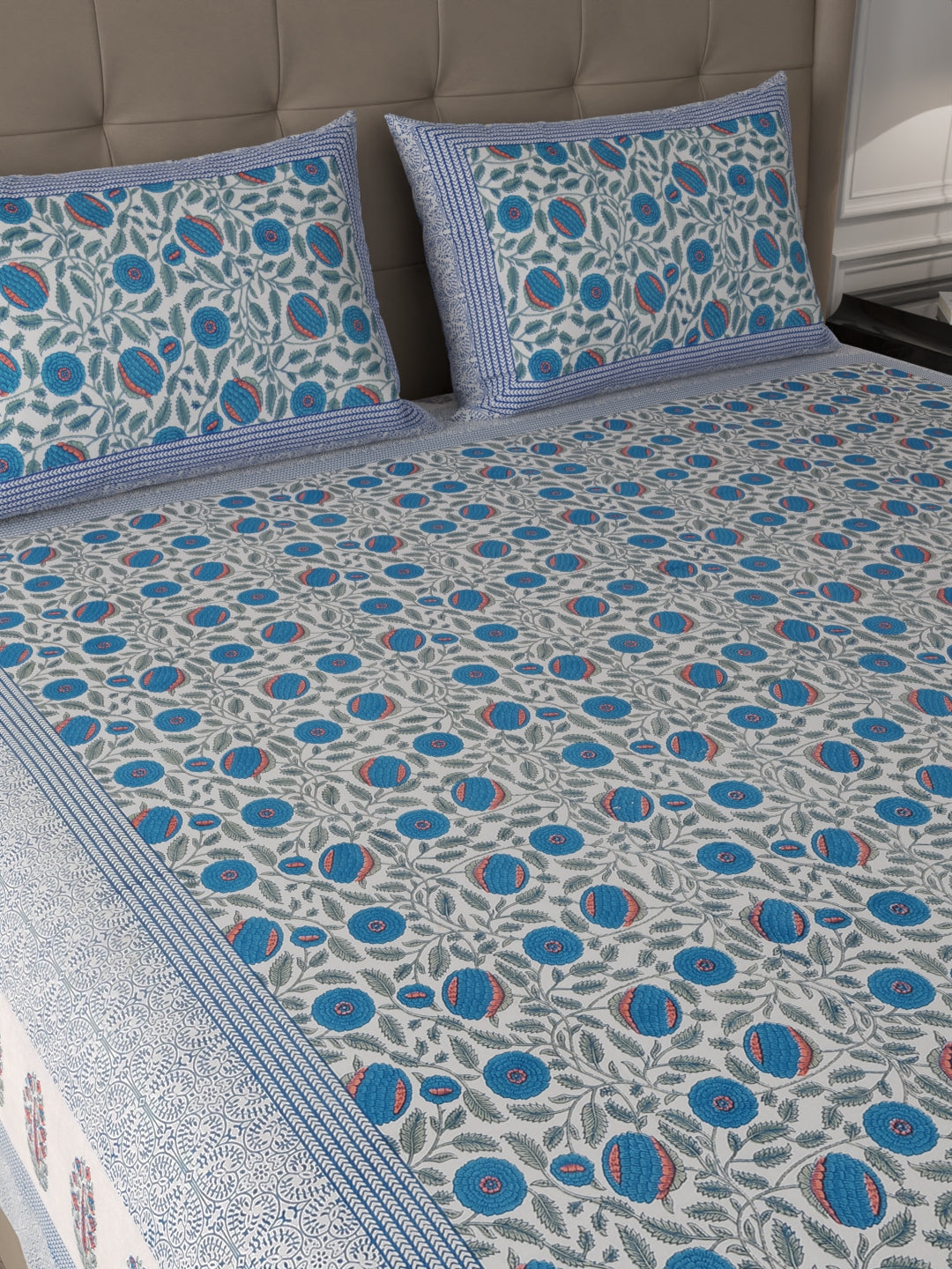 108 X 108 inch 100% Cotton Bedsheet for Double Bed Super King Size with Pillow Cover Gift Or Decor