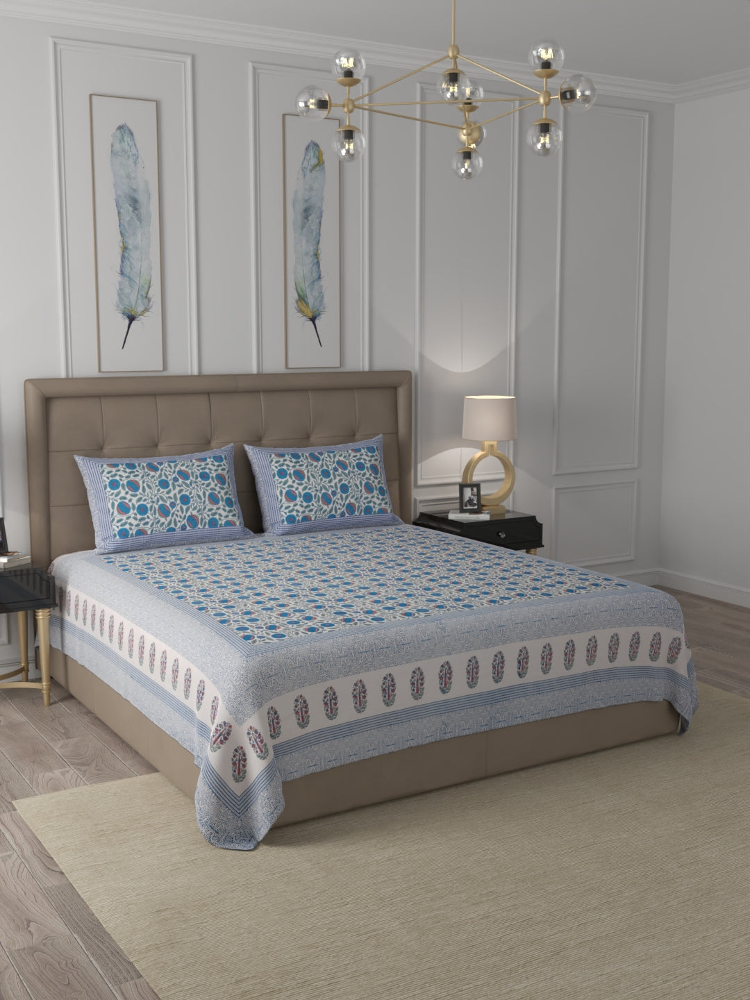 108 X 108 inch 100% Cotton Bedsheet for Double Bed Super King Size with Pillow Cover Gift Or Decor