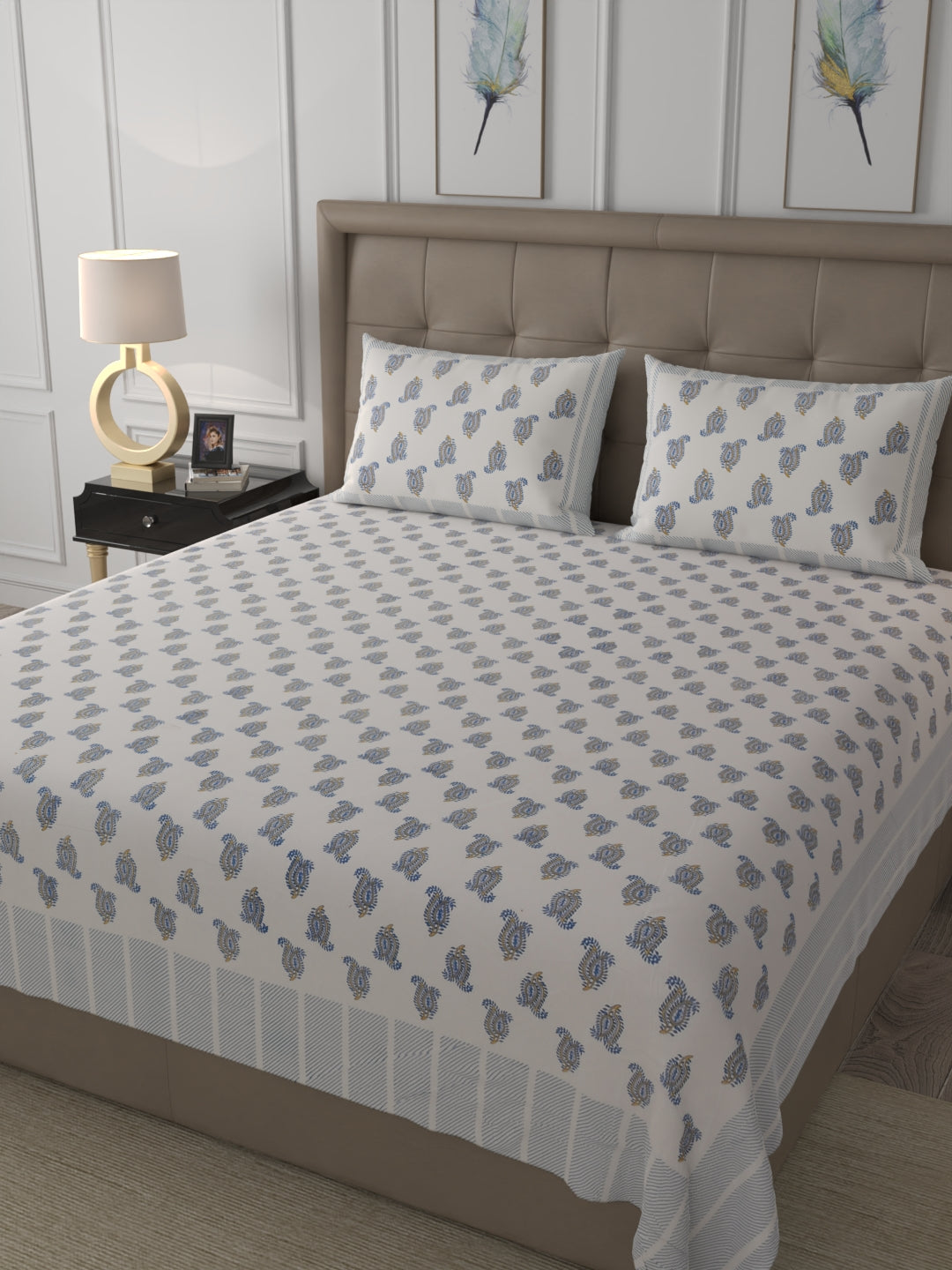 108 X 108 inch 100% Cotton Bedsheet for Double Bed Super King Size with Pillow Covers Gift Or Decor