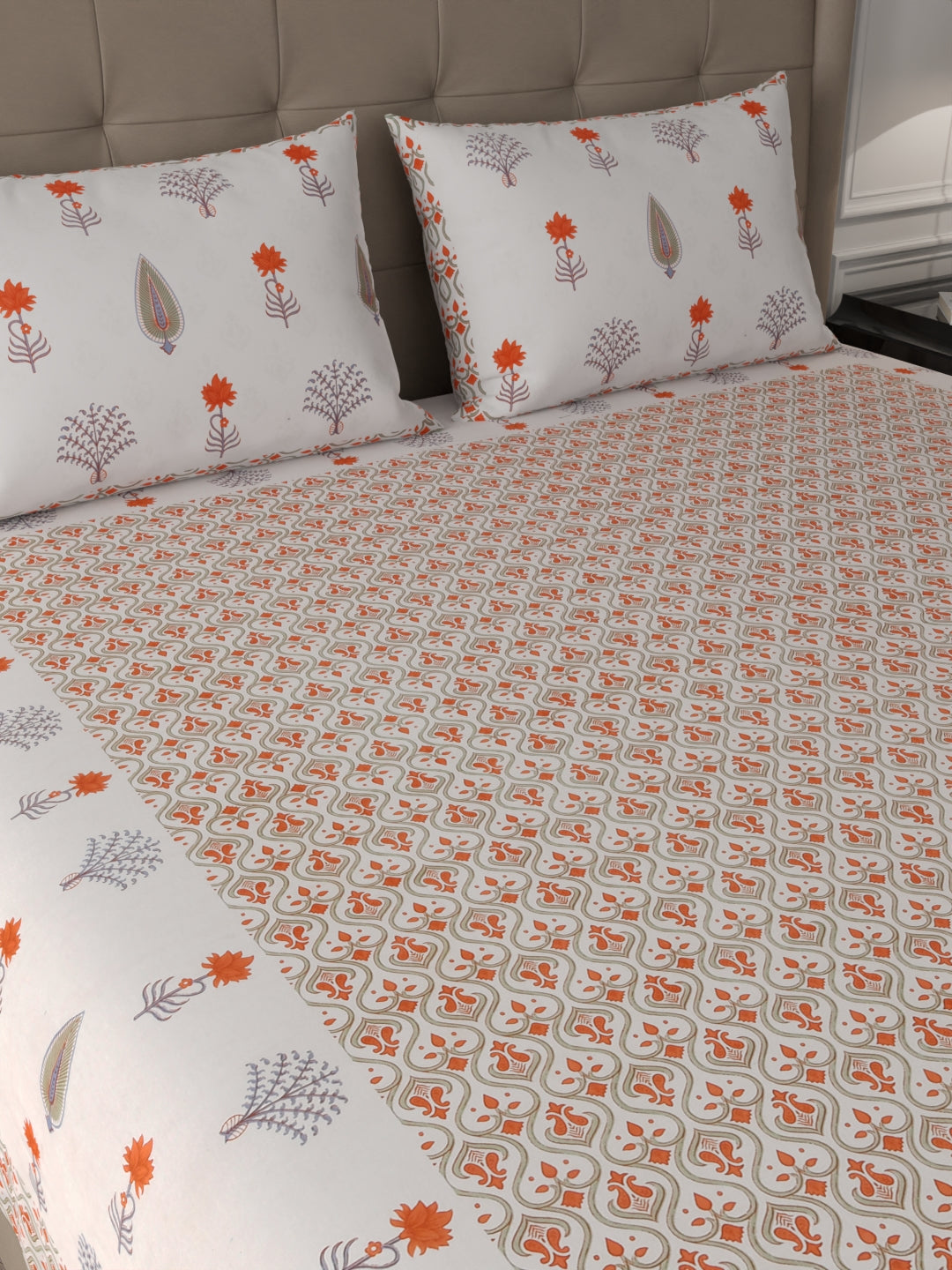 108 X 108 inch 100% Cotton Bedsheet for Double Bed Super King Size with Pillow Covers Gift Or Decor