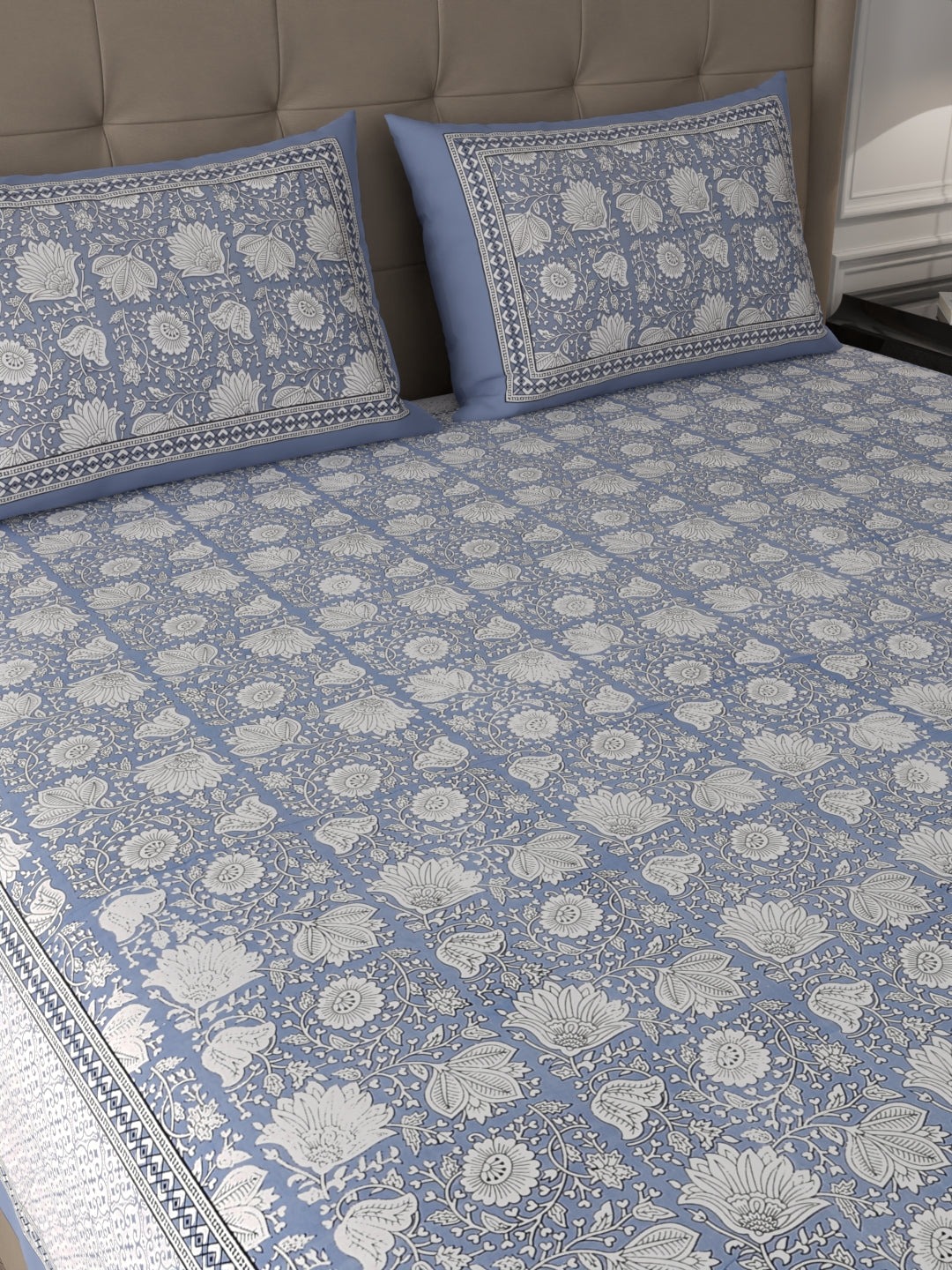 108 X 108 inch Super King Size 100% Cotton Bedsheet for Double Bed with Pillow Cover Gift Or Decor