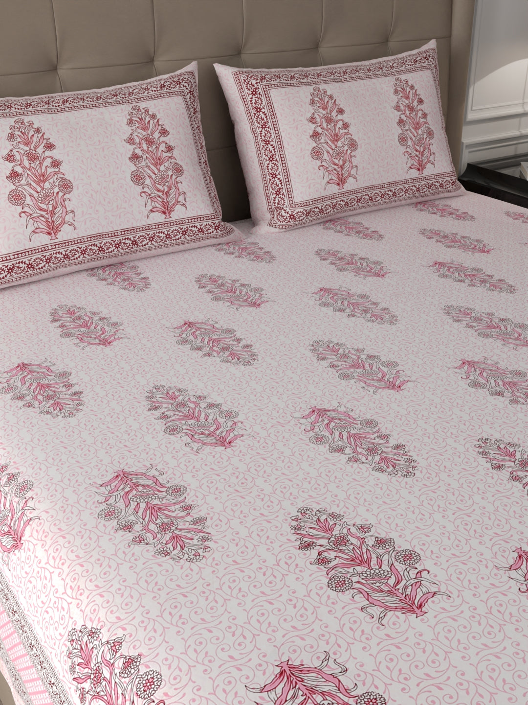 108 X 108 inch 100% Cotton Bedsheet for Double Bed Super King Size with Pillow Cover Gift Or Decor