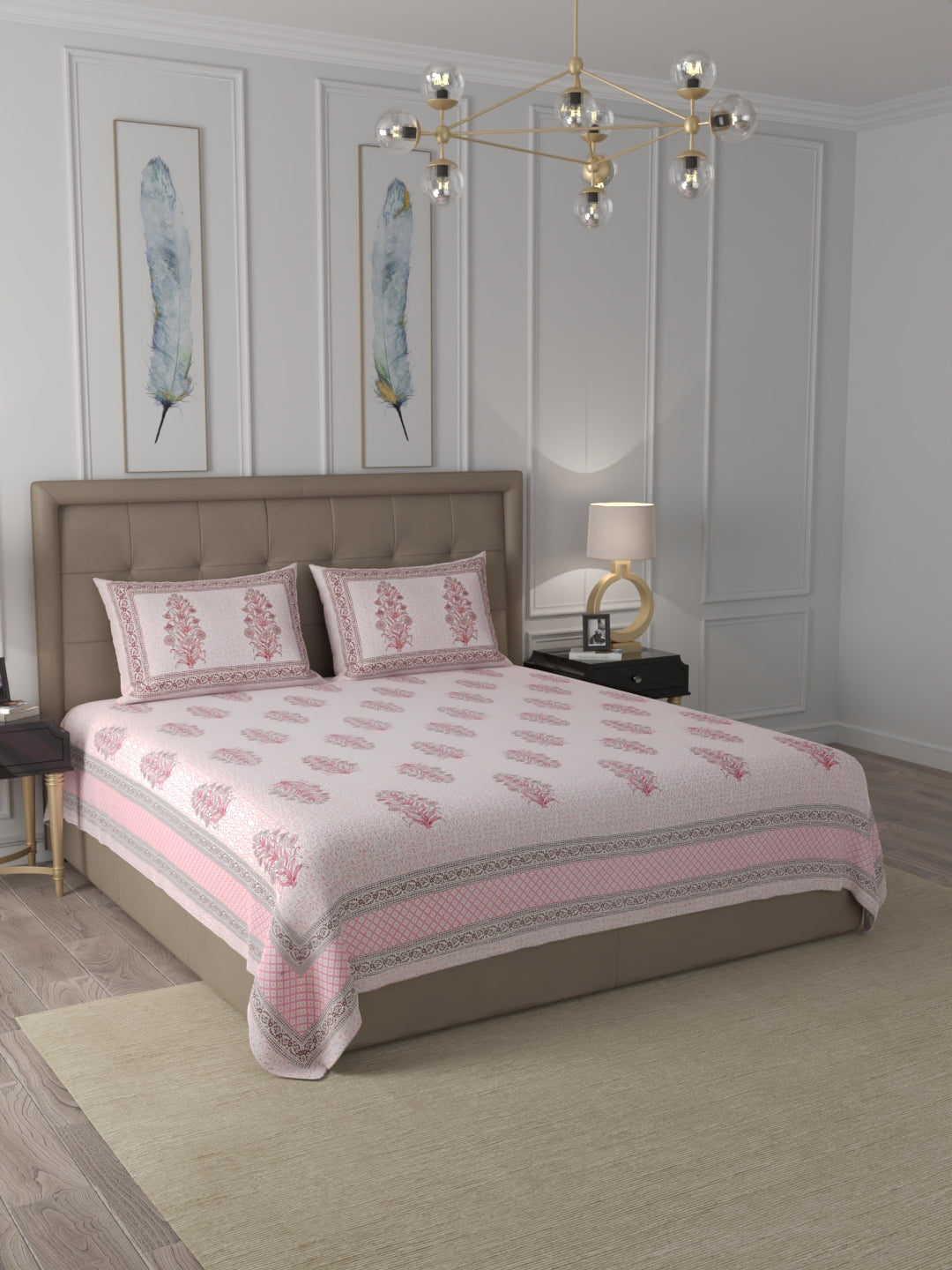108 X 108 inch 100% Cotton Bedsheet for Double Bed Super King Size with Pillow Cover Gift Or Decor