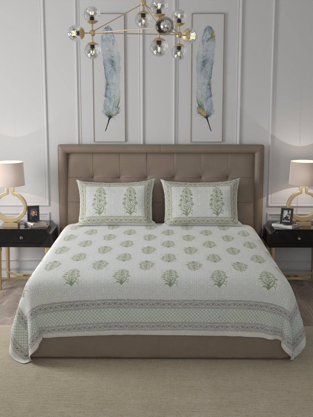 108 X 108 inch 100% Cotton Bedsheet for Double Bed Super King Size with Pillow Cover Gift Or Decor