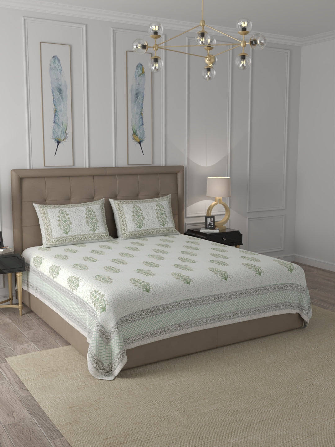 108 X 108 inch 100% Cotton Bedsheet for Double Bed Super King Size with Pillow Cover Gift Or Decor