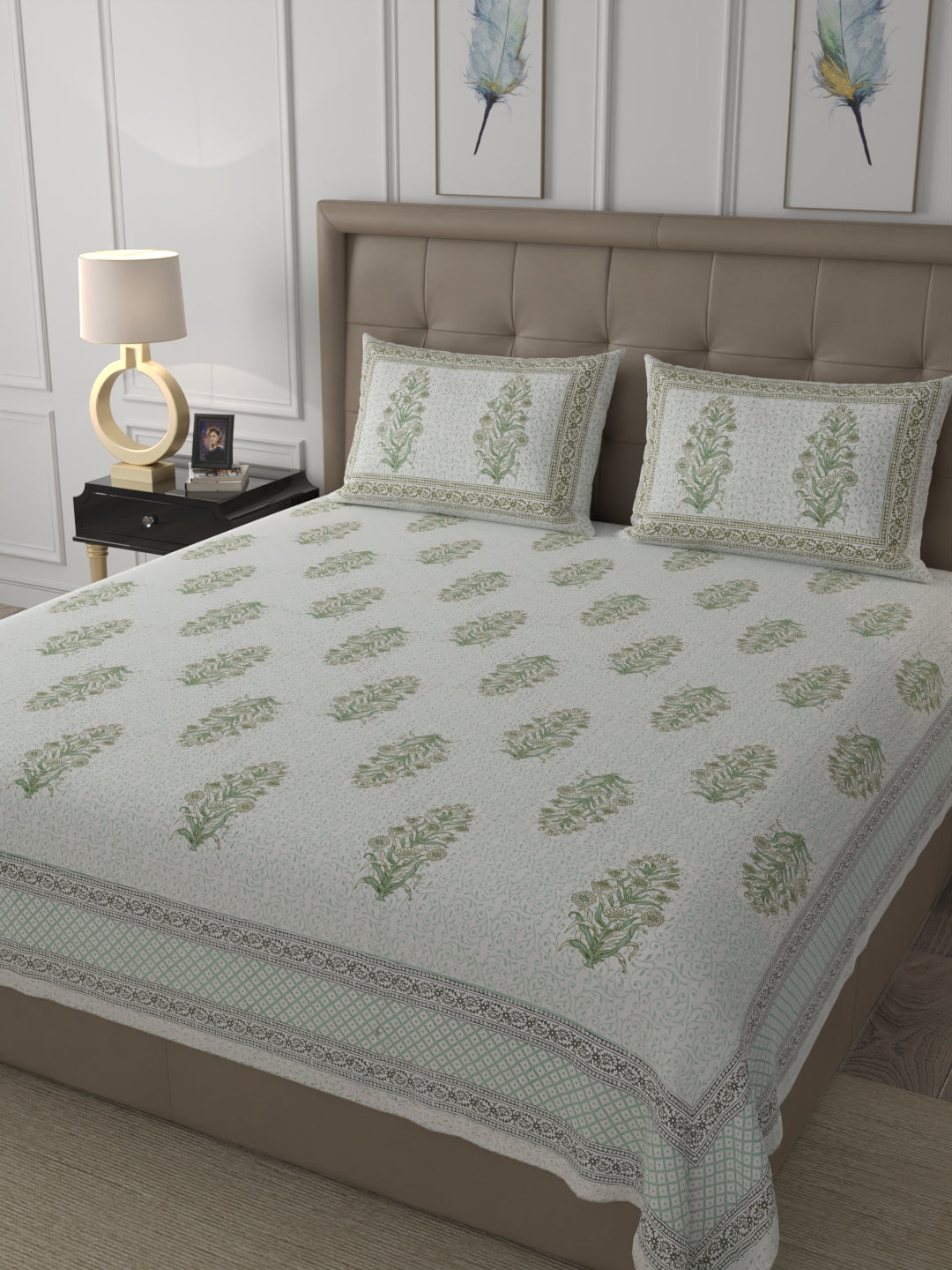 108 X 108 inch 100% Cotton Bedsheet for Double Bed Super King Size with Pillow Cover Gift Or Decor