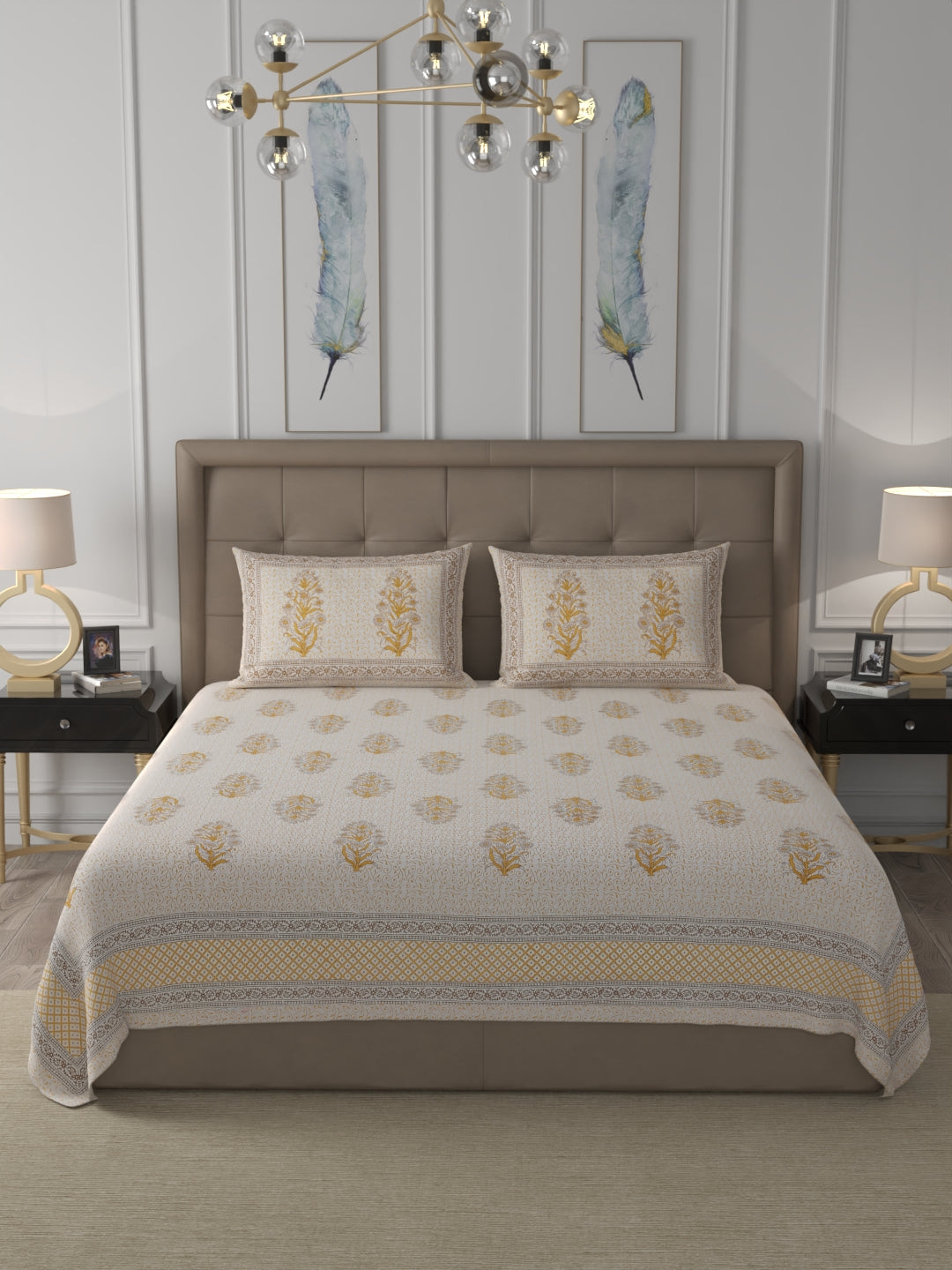 108 X 108 inch 100% Cotton Bedsheet for Double Bed Super King Size with Pillow Cover Gift Or Decor
