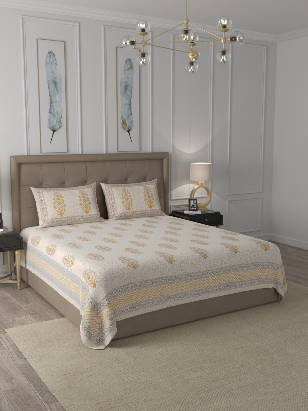 108 X 108 inch 100% Cotton Bedsheet for Double Bed Super King Size with Pillow Cover Gift Or Decor