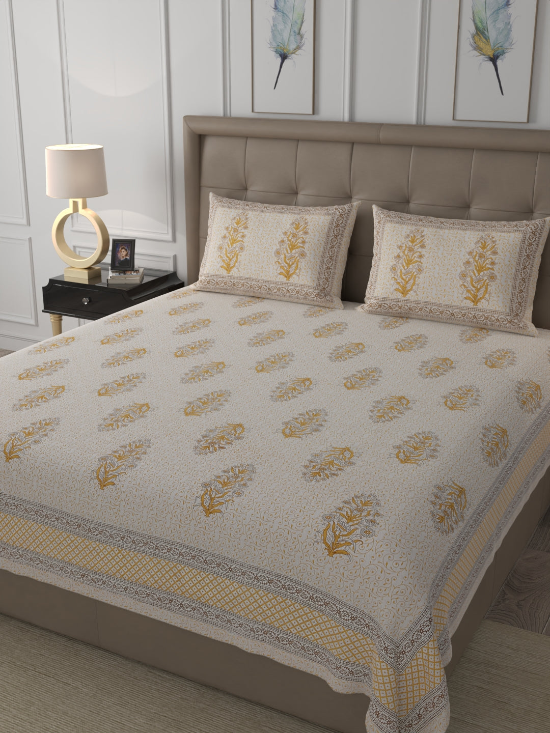 108 X 108 inch 100% Cotton Bedsheet for Double Bed Super King Size with Pillow Cover Gift Or Decor