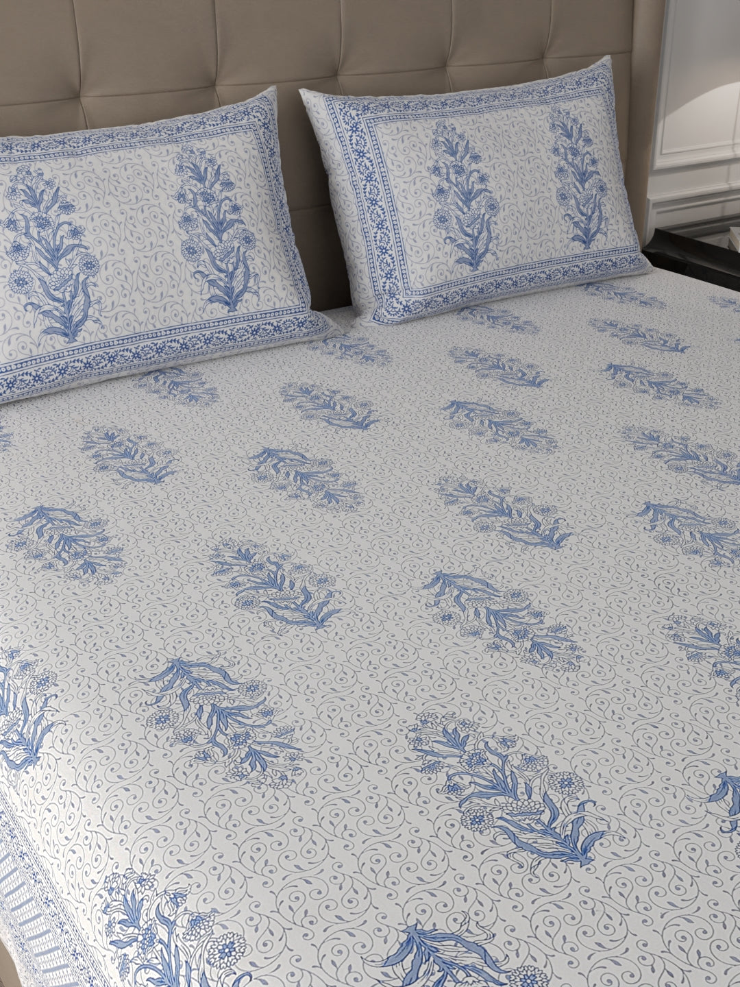 108 X 108 inch 100% Cotton Bedsheet for Double Bed Super King Size with Pillow Cover Gift Or Decor